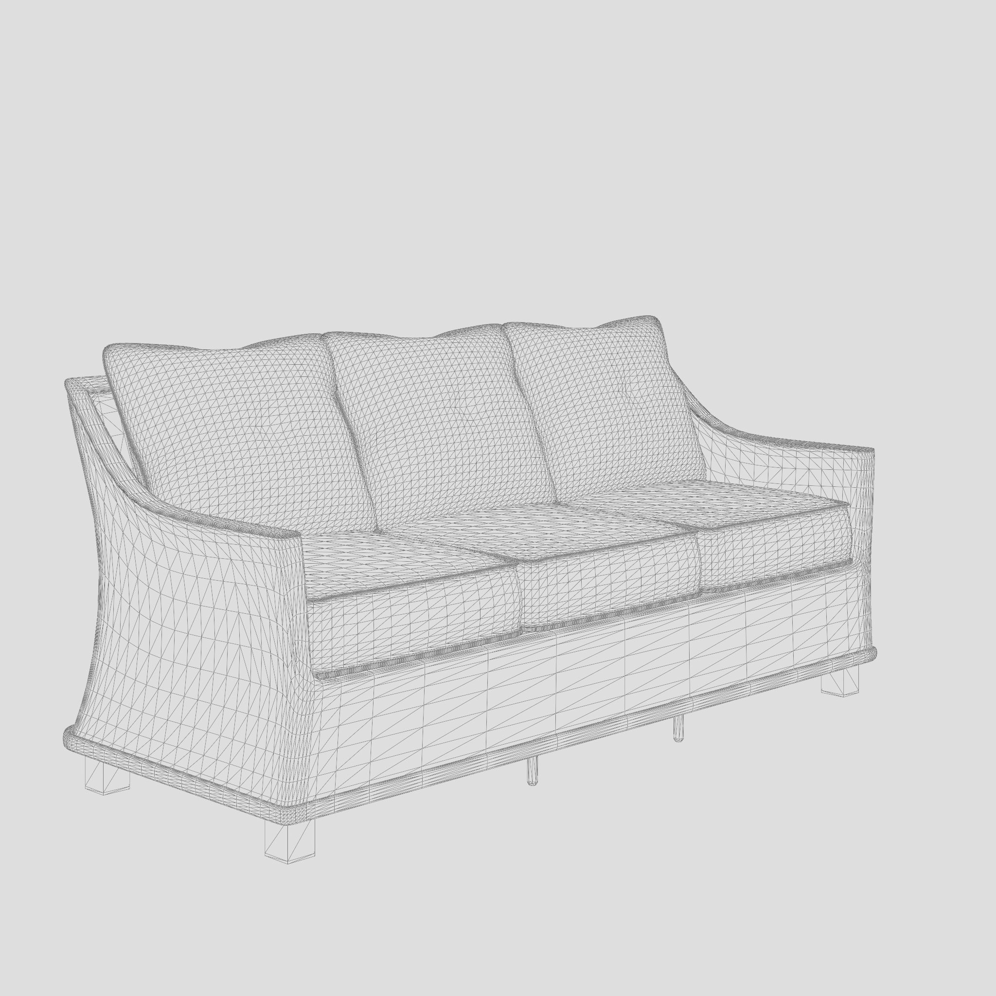 Paris Lounge Sofa Set 3D Model Low-poly 3D model_5