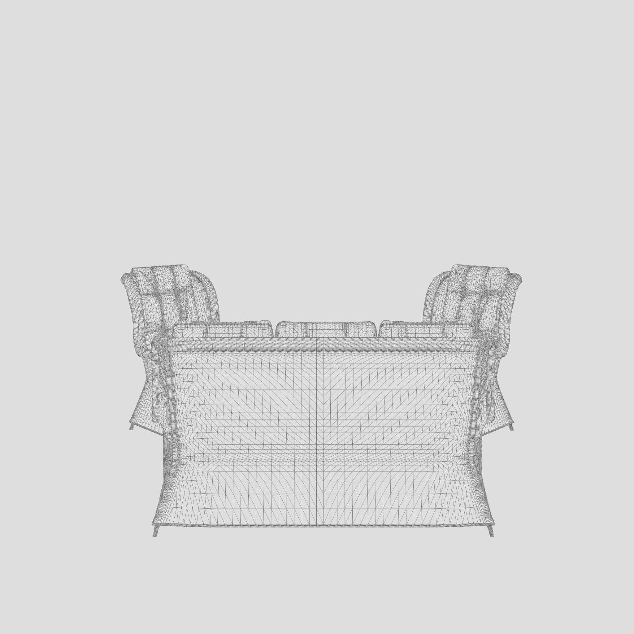 Lotus Lounge Sofa Set 3D Model Low-poly 3D model_4