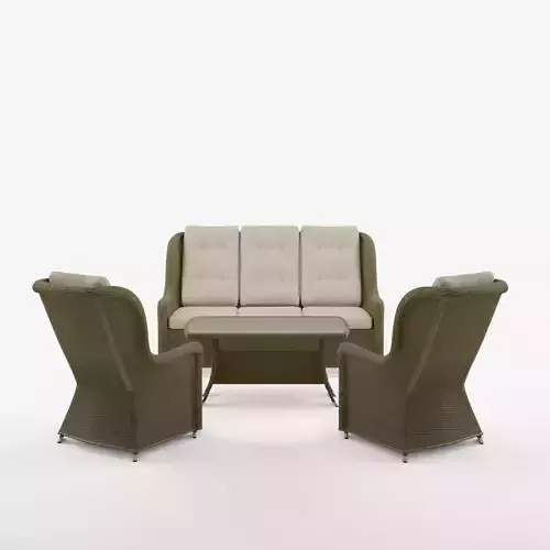 Lotus Lounge Sofa Set 3D Model Low-poly 3D model