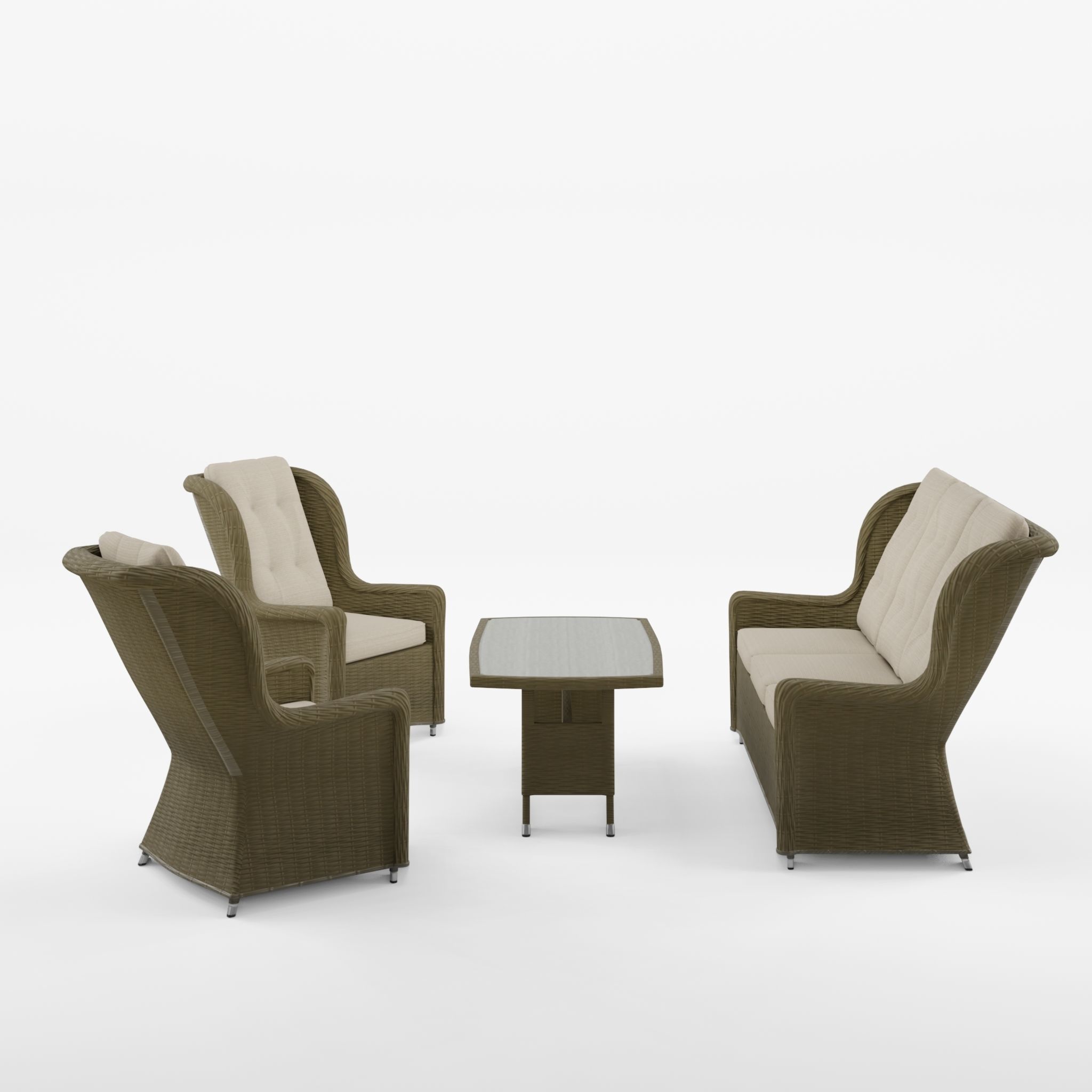 Lotus Lounge Sofa Set 3D Model Low-poly 3D model_1