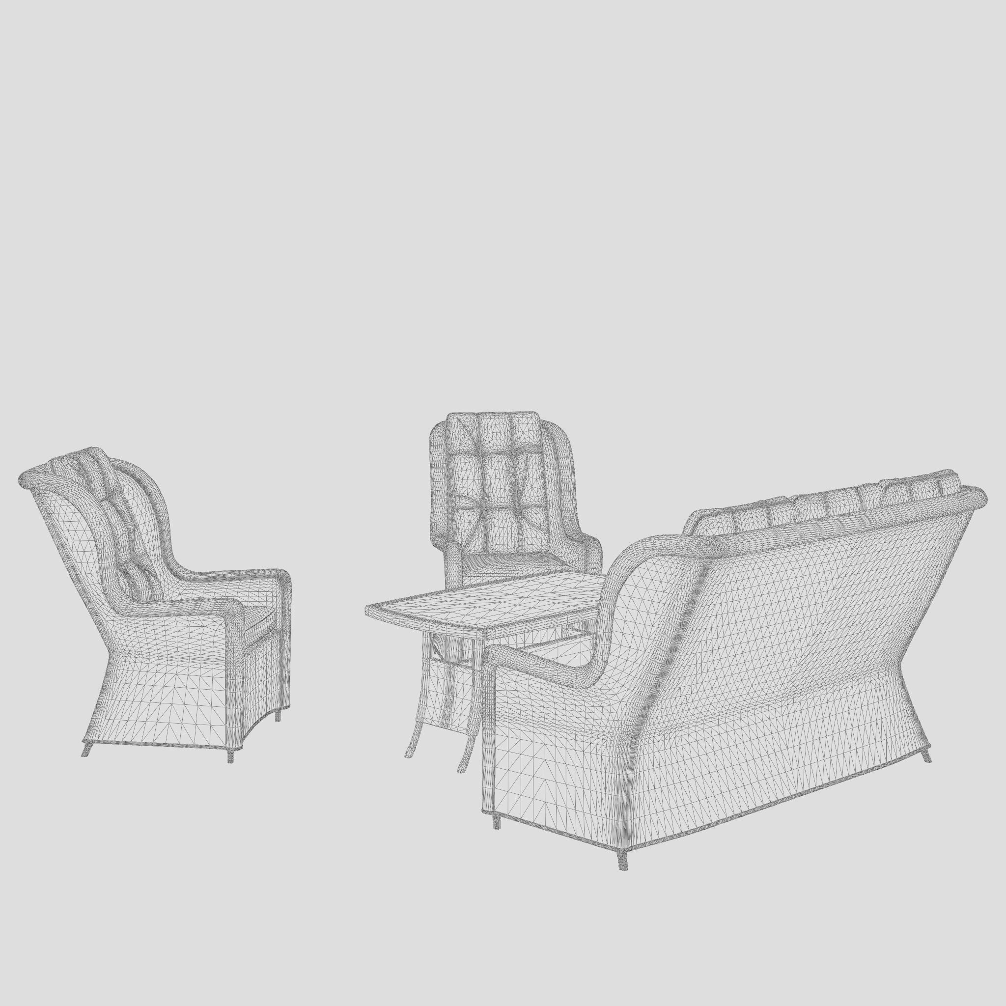 Lotus Lounge Sofa Set 3D Model Low-poly 3D model_5