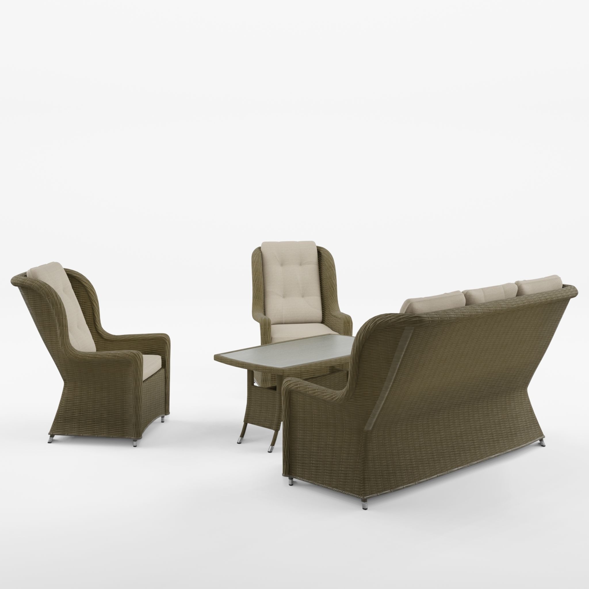 Lotus Lounge Sofa Set 3D Model Low-poly 3D model_2