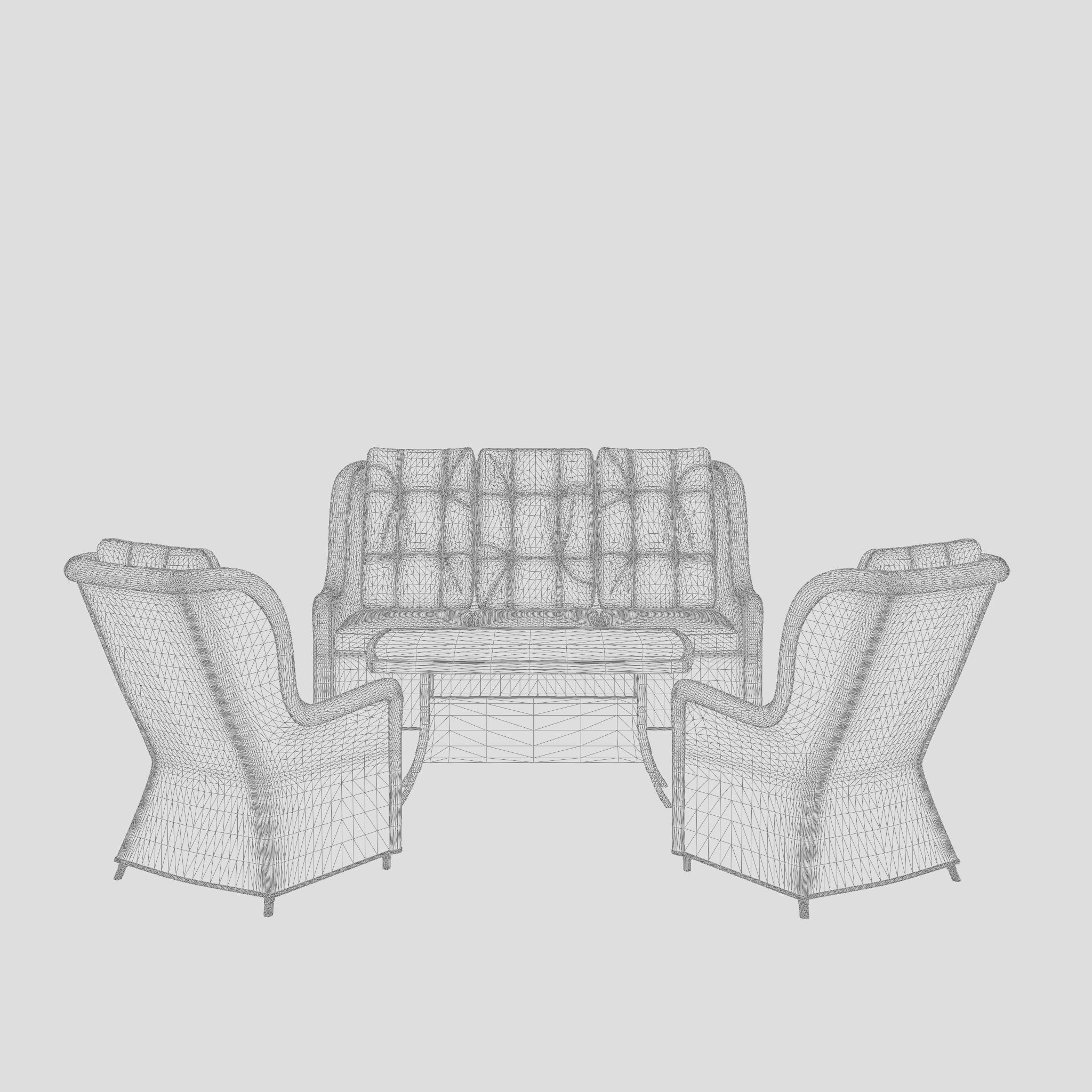 Lotus Lounge Sofa Set 3D Model Low-poly 3D model_7
