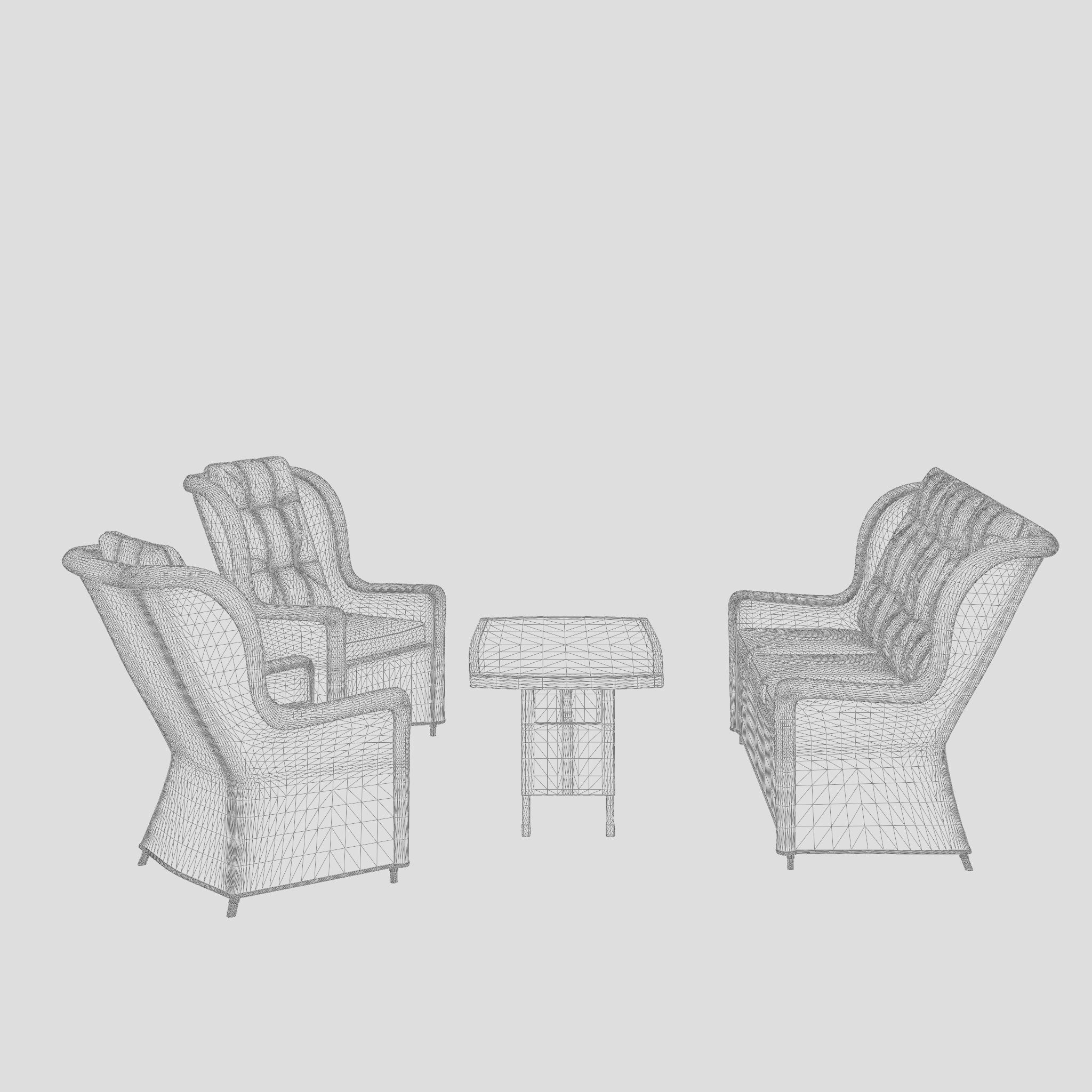 Lotus Lounge Sofa Set 3D Model Low-poly 3D model_6
