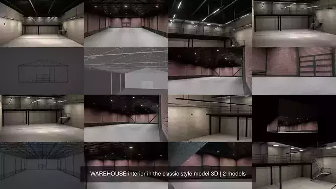 WAREHOUSE interior in the classic style model 3D 3D Model Collection