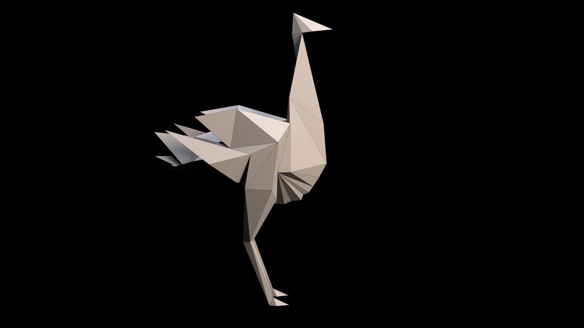 Ostrich in Origami style Free low-poly 3D model_7
