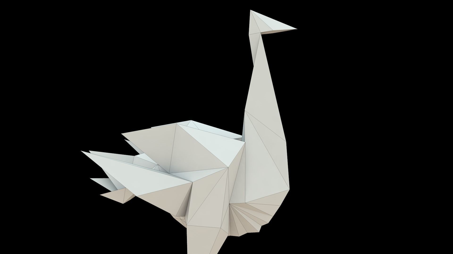 Ostrich in Origami style Free low-poly 3D model_4