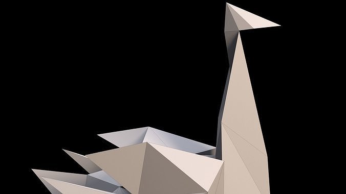 Ostrich in Origami style  Free low-poly 3D model