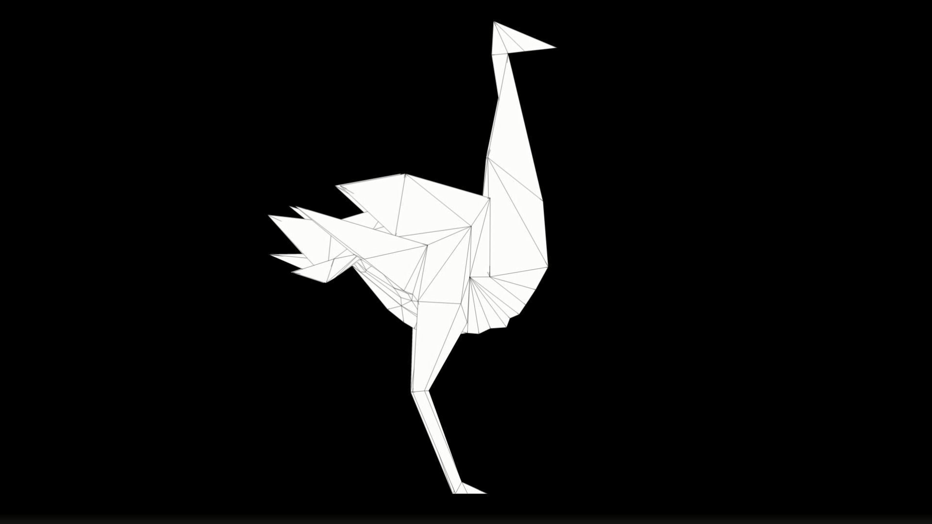 Ostrich in Origami style Free low-poly 3D model_3