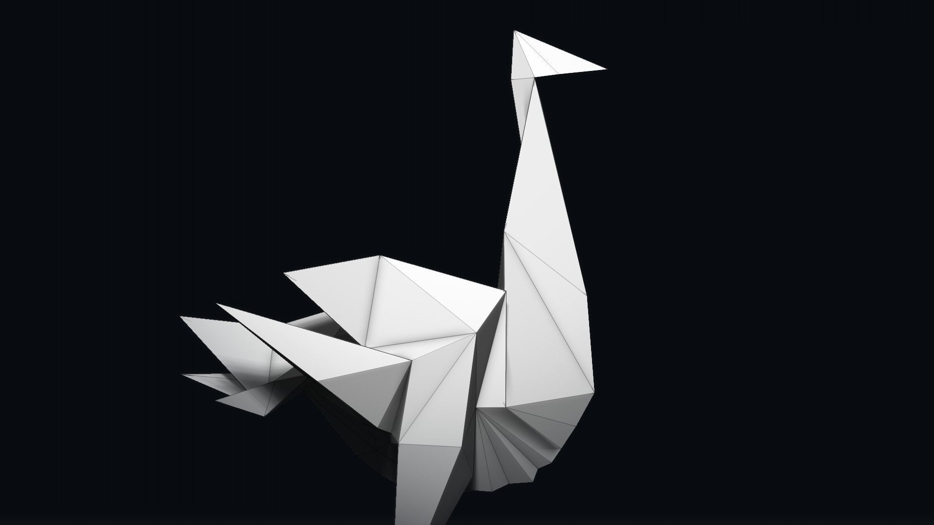 Ostrich in Origami style Free low-poly 3D model_2