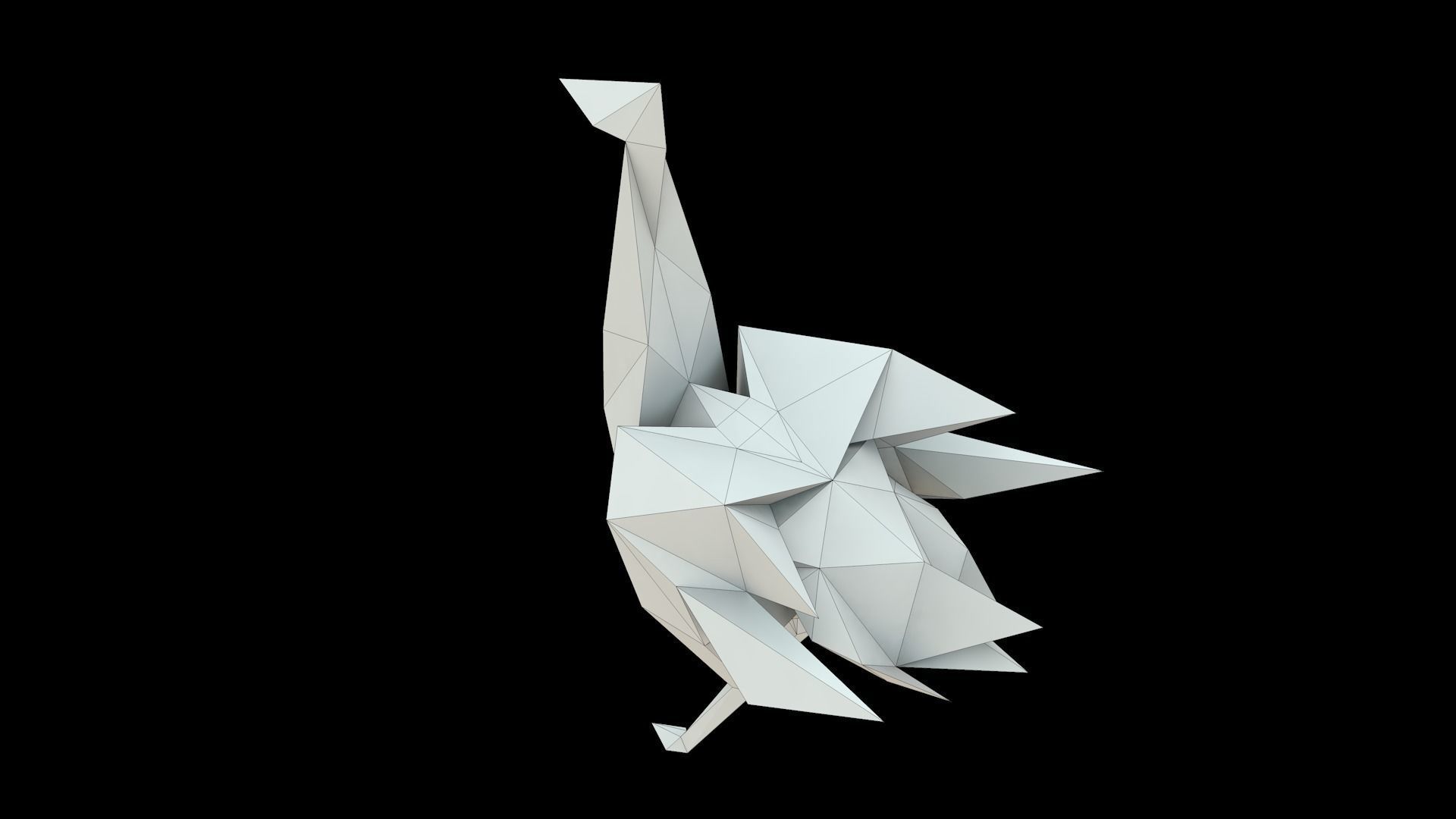 Ostrich in Origami style Free low-poly 3D model_6