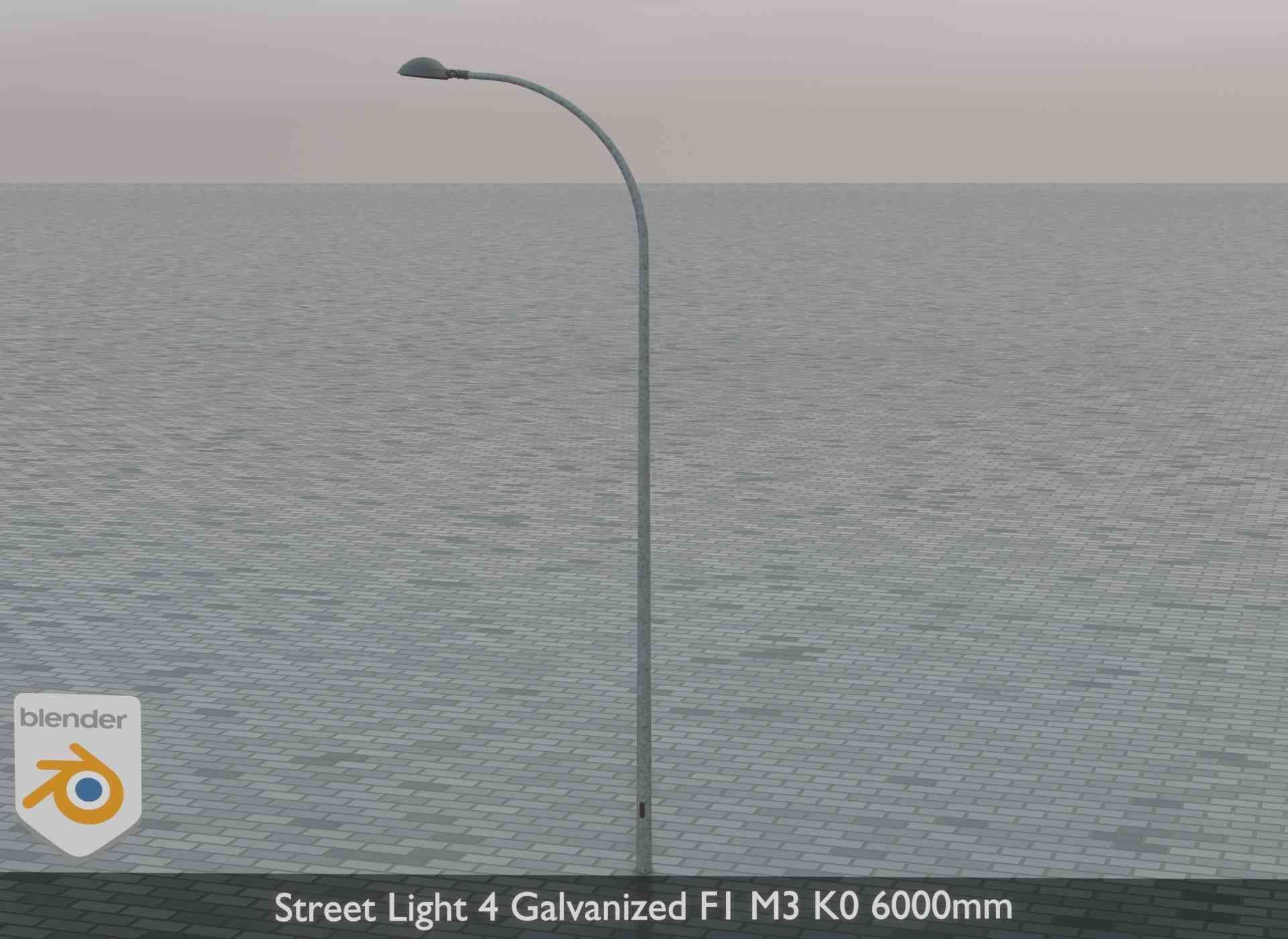 Street Light 4 Galvanized F1 M3 K0 6000mm Low-poly 3D model_2