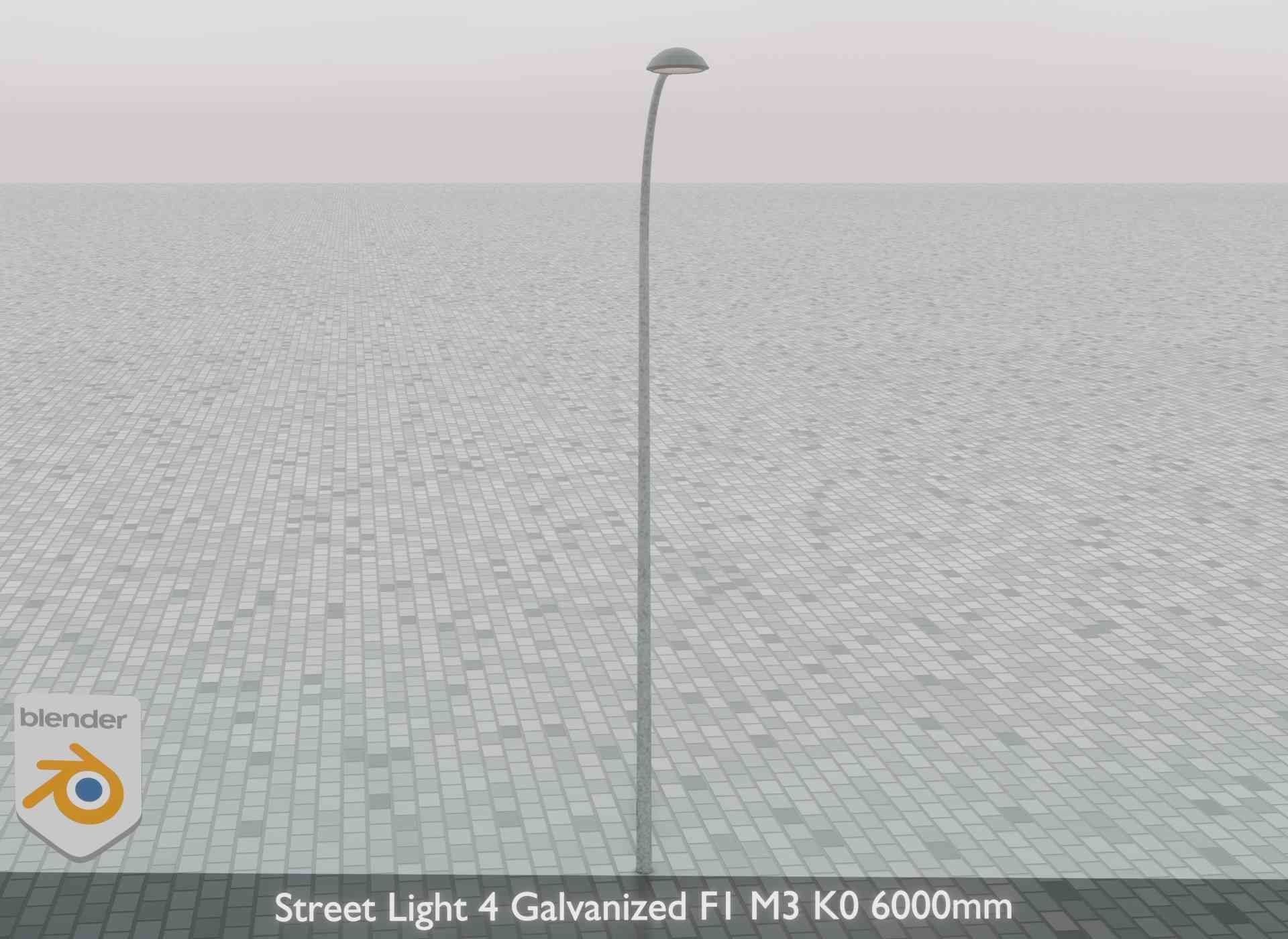 Street Light 4 Galvanized F1 M3 K0 6000mm Low-poly 3D model_69