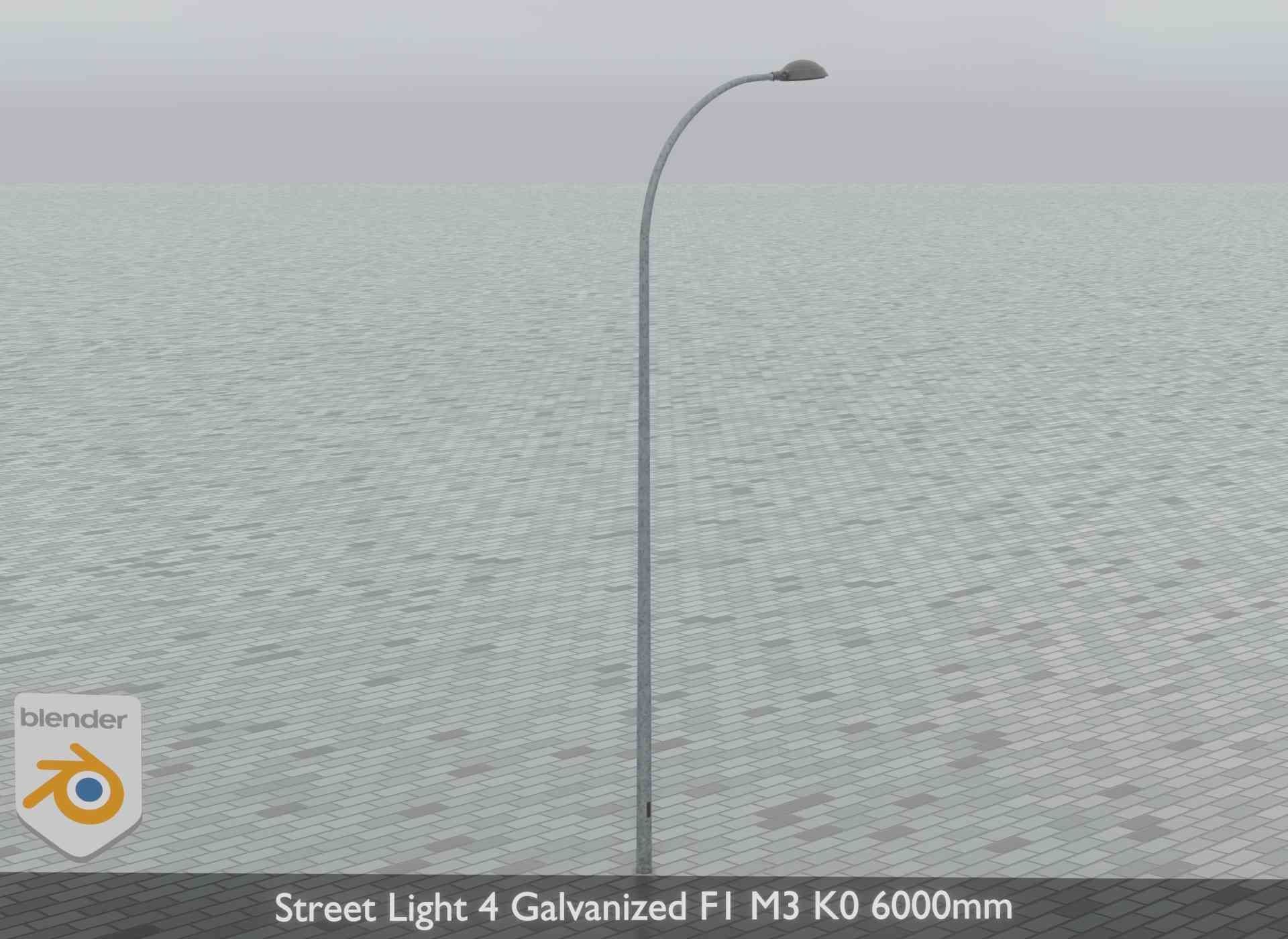 Street Light 4 Galvanized F1 M3 K0 6000mm Low-poly 3D model_15