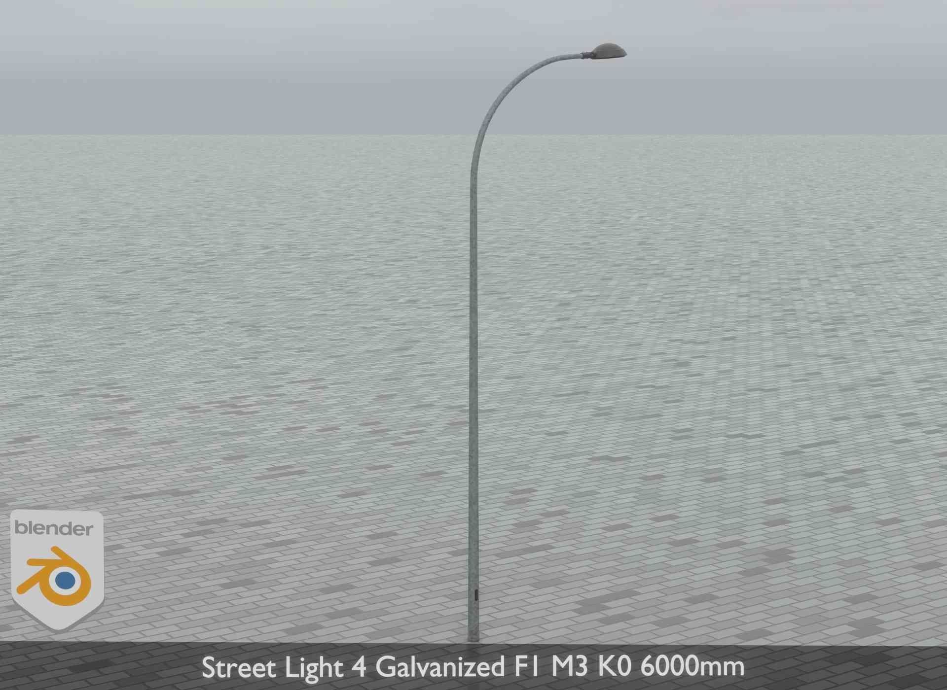 Street Light 4 Galvanized F1 M3 K0 6000mm Low-poly 3D model_16