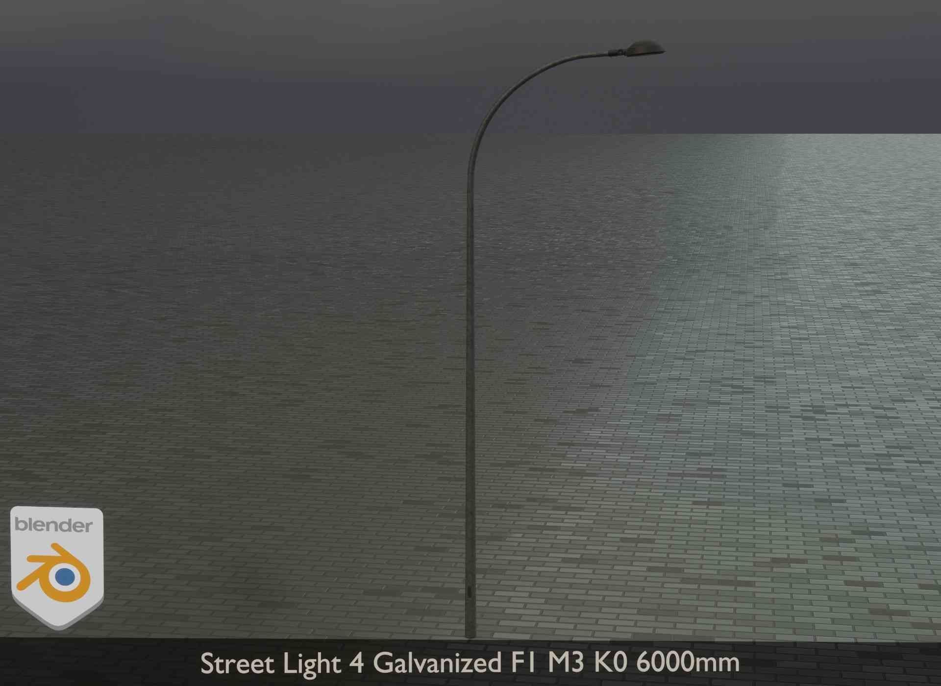 Street Light 4 Galvanized F1 M3 K0 6000mm Low-poly 3D model_21
