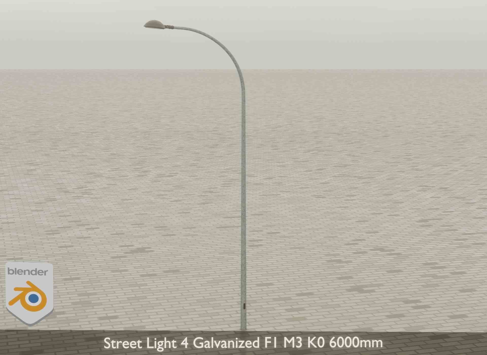 Street Light 4 Galvanized F1 M3 K0 6000mm Low-poly 3D model_38