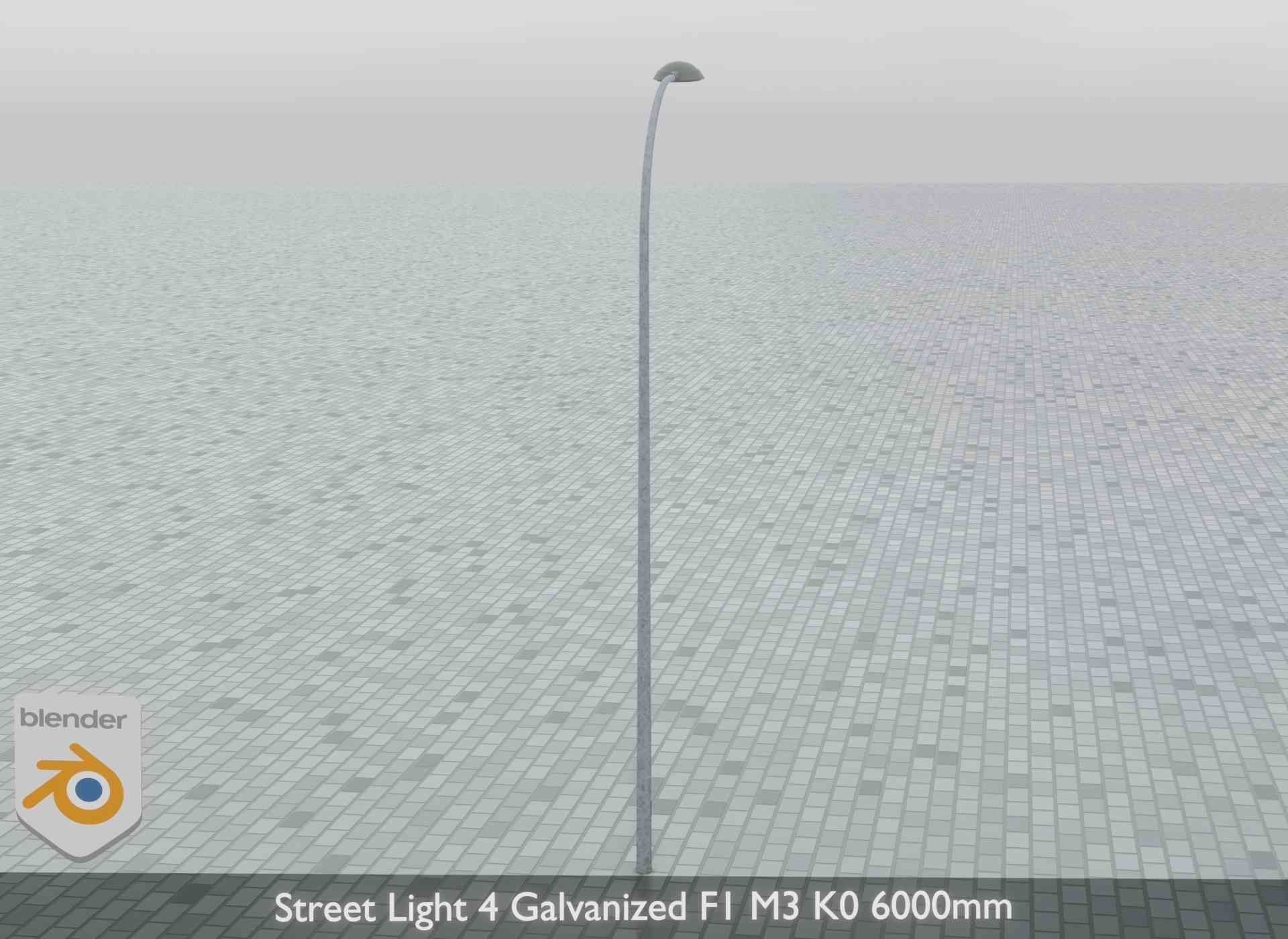 Street Light 4 Galvanized F1 M3 K0 6000mm Low-poly 3D model_11