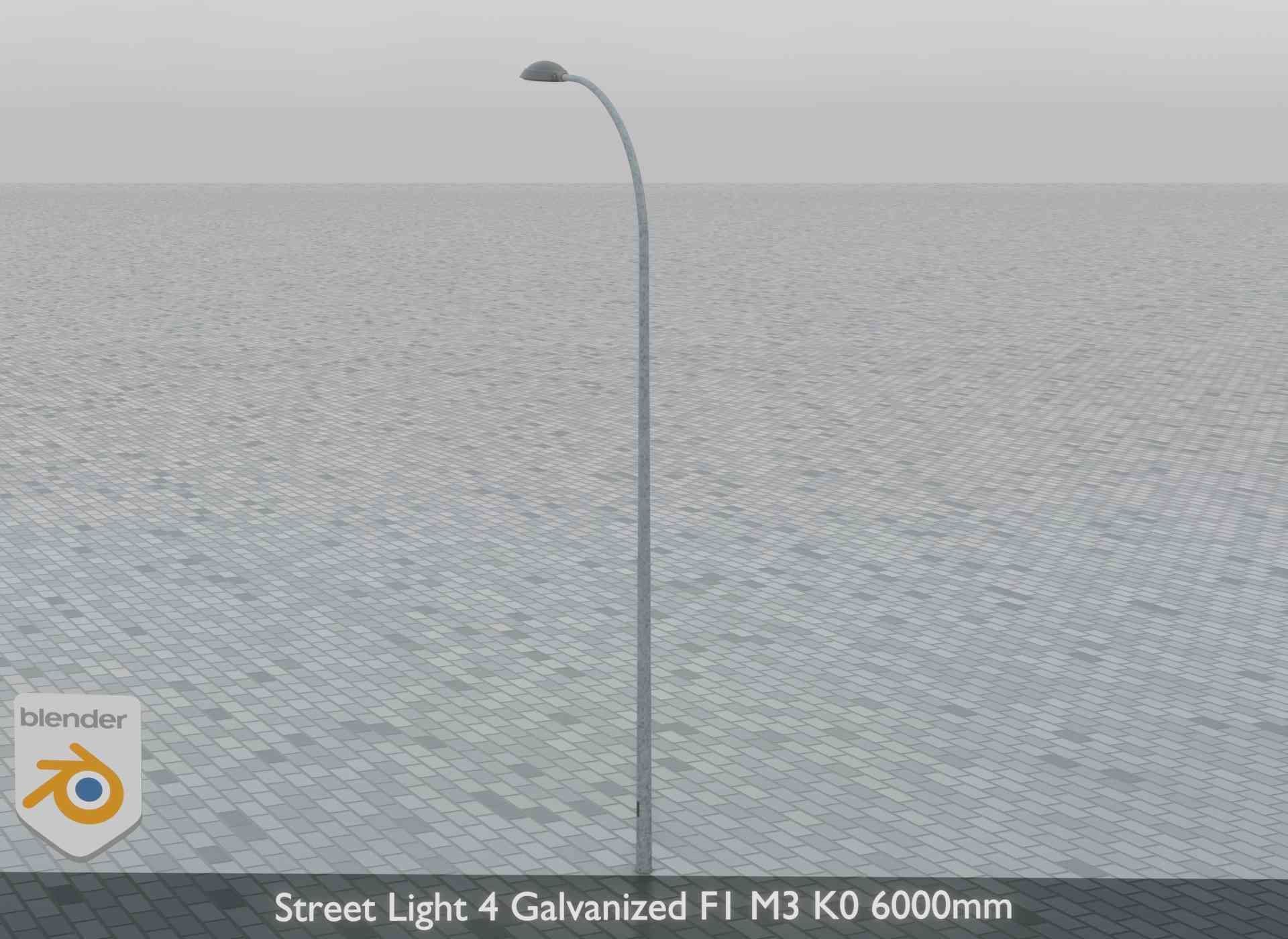 Street Light 4 Galvanized F1 M3 K0 6000mm Low-poly 3D model_7