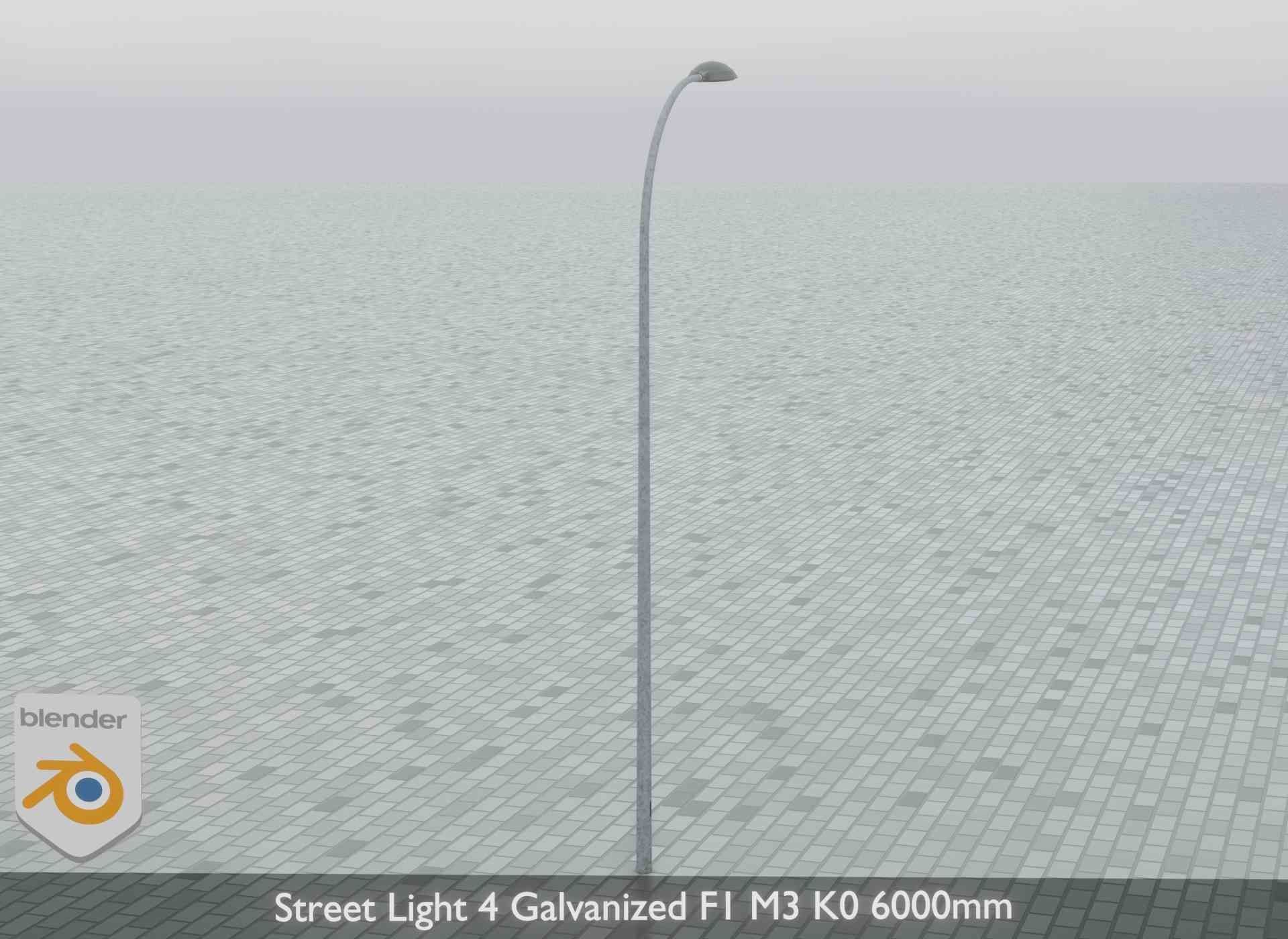 Street Light 4 Galvanized F1 M3 K0 6000mm Low-poly 3D model_12