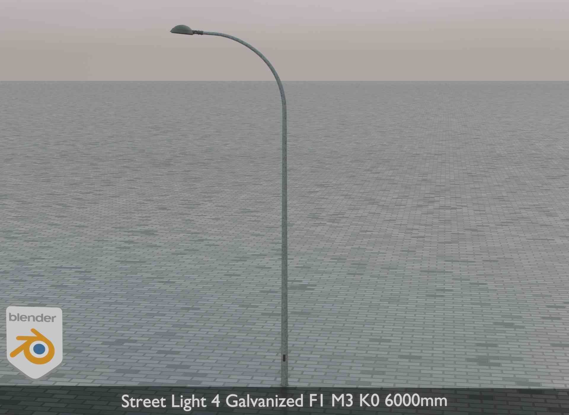 Street Light 4 Galvanized F1 M3 K0 6000mm Low-poly 3D model_1