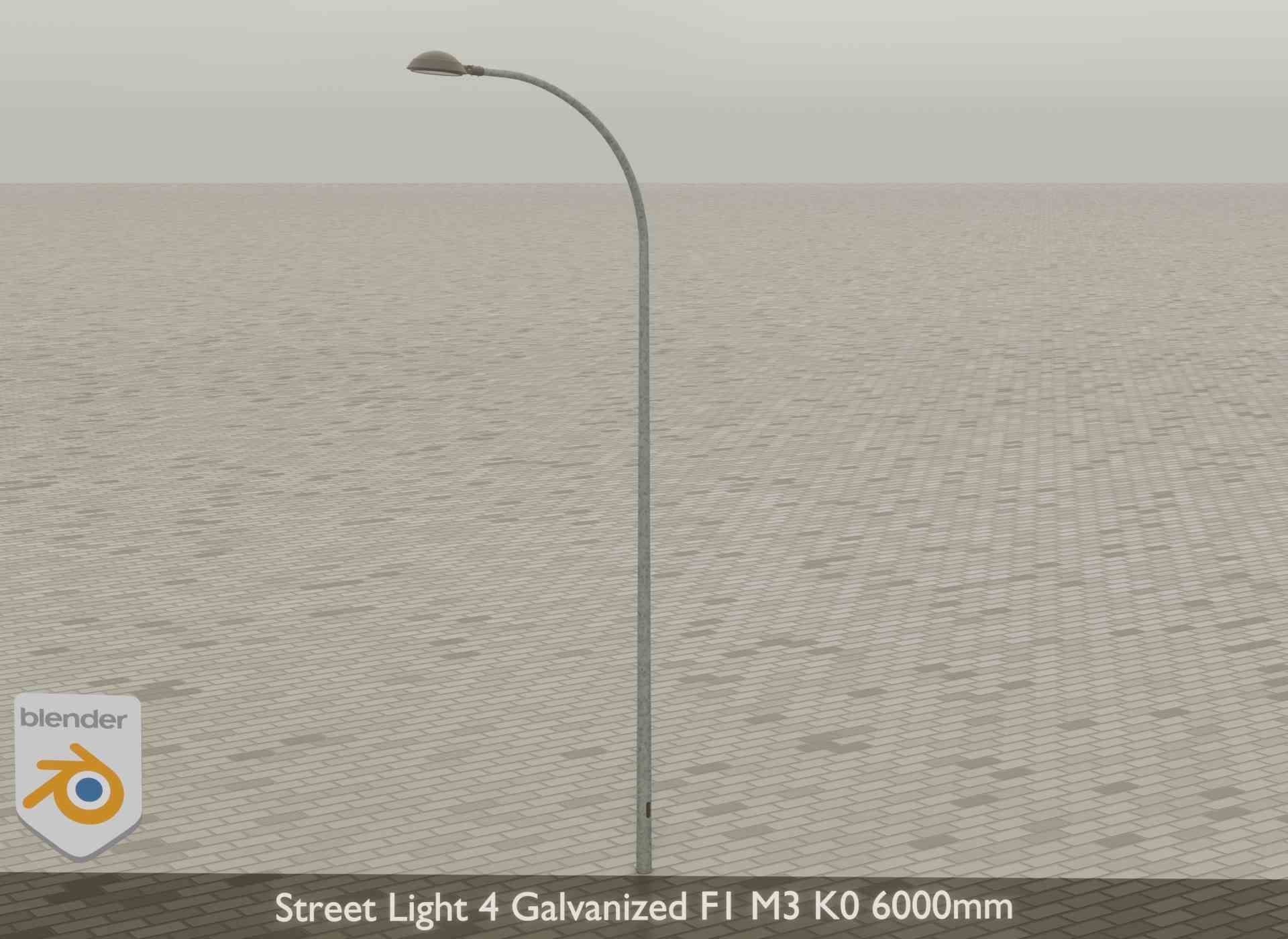 Street Light 4 Galvanized F1 M3 K0 6000mm Low-poly 3D model_36