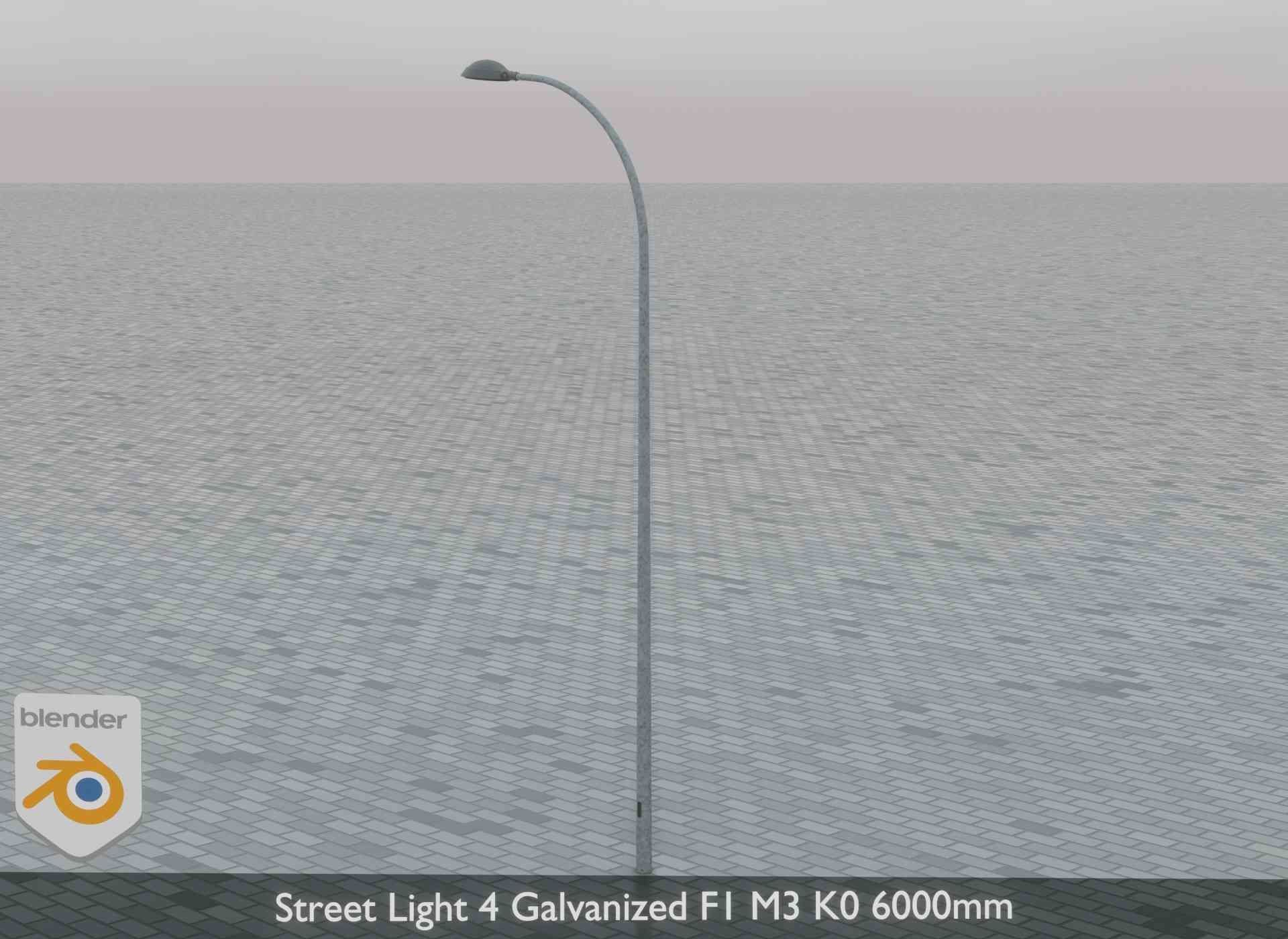 Street Light 4 Galvanized F1 M3 K0 6000mm Low-poly 3D model_5
