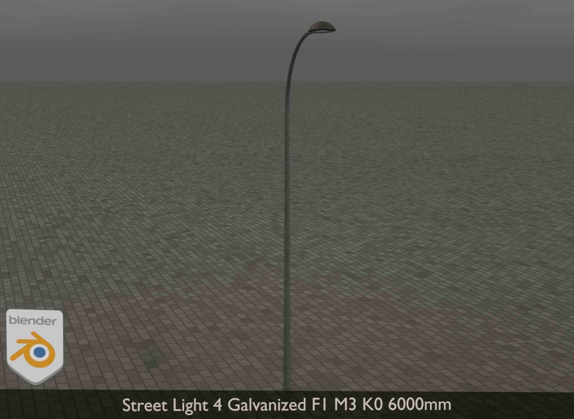 Street Light 4 Galvanized F1 M3 K0 6000mm Low-poly 3D model_28