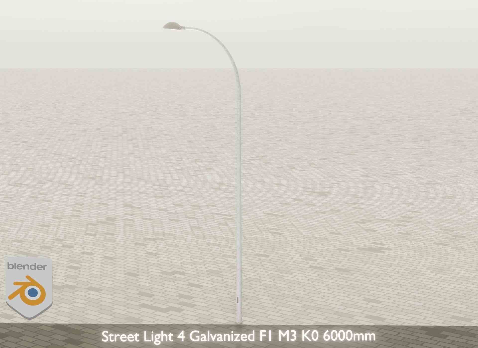 Street Light 4 Galvanized F1 M3 K0 6000mm Low-poly 3D model_44