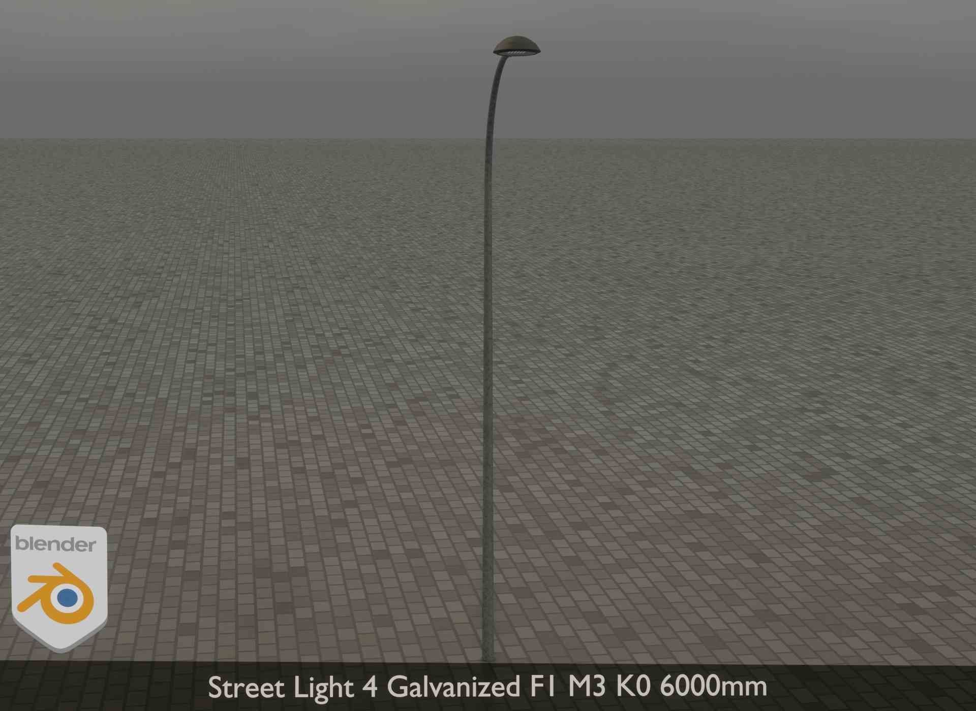 Street Light 4 Galvanized F1 M3 K0 6000mm Low-poly 3D model_29