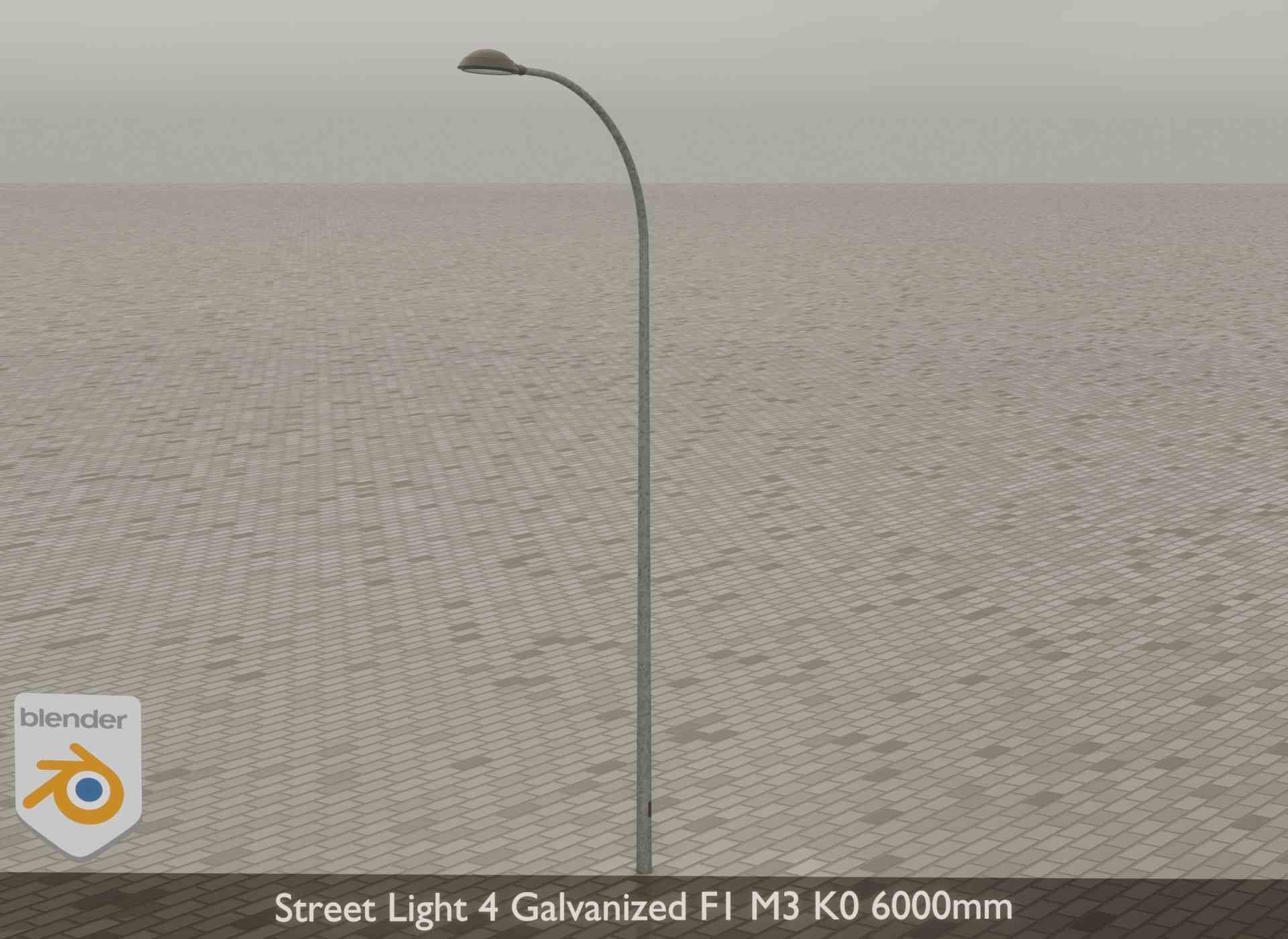 Street Light 4 Galvanized F1 M3 K0 6000mm Low-poly 3D model_34