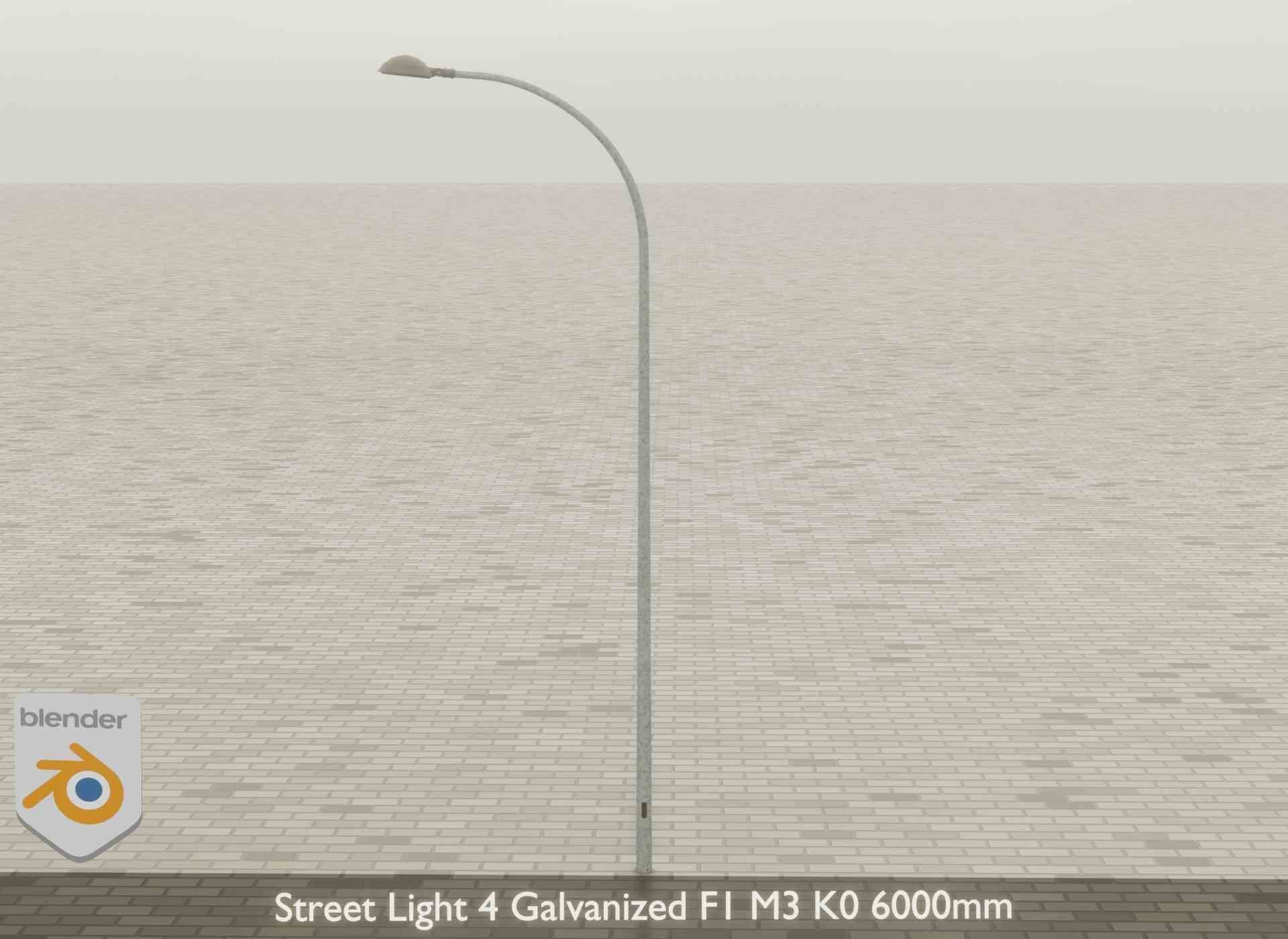 Street Light 4 Galvanized F1 M3 K0 6000mm Low-poly 3D model_40