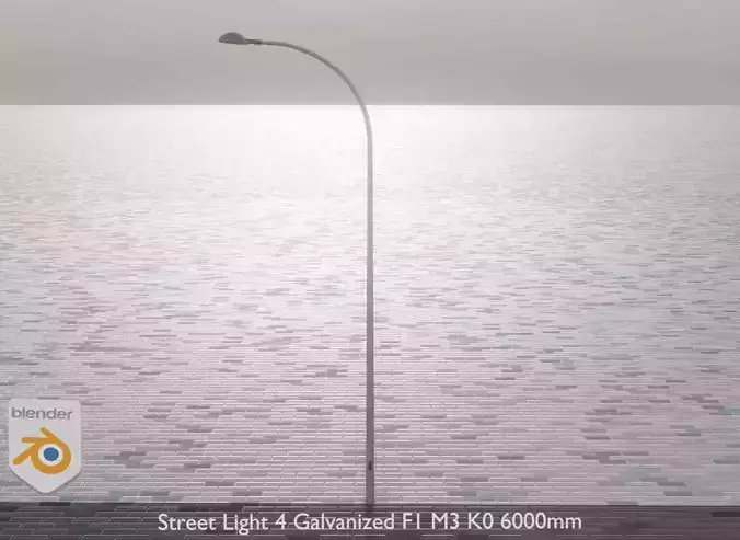 Street Light 4 Galvanized F1 M3 K0 6000mm  Low-poly 3D model