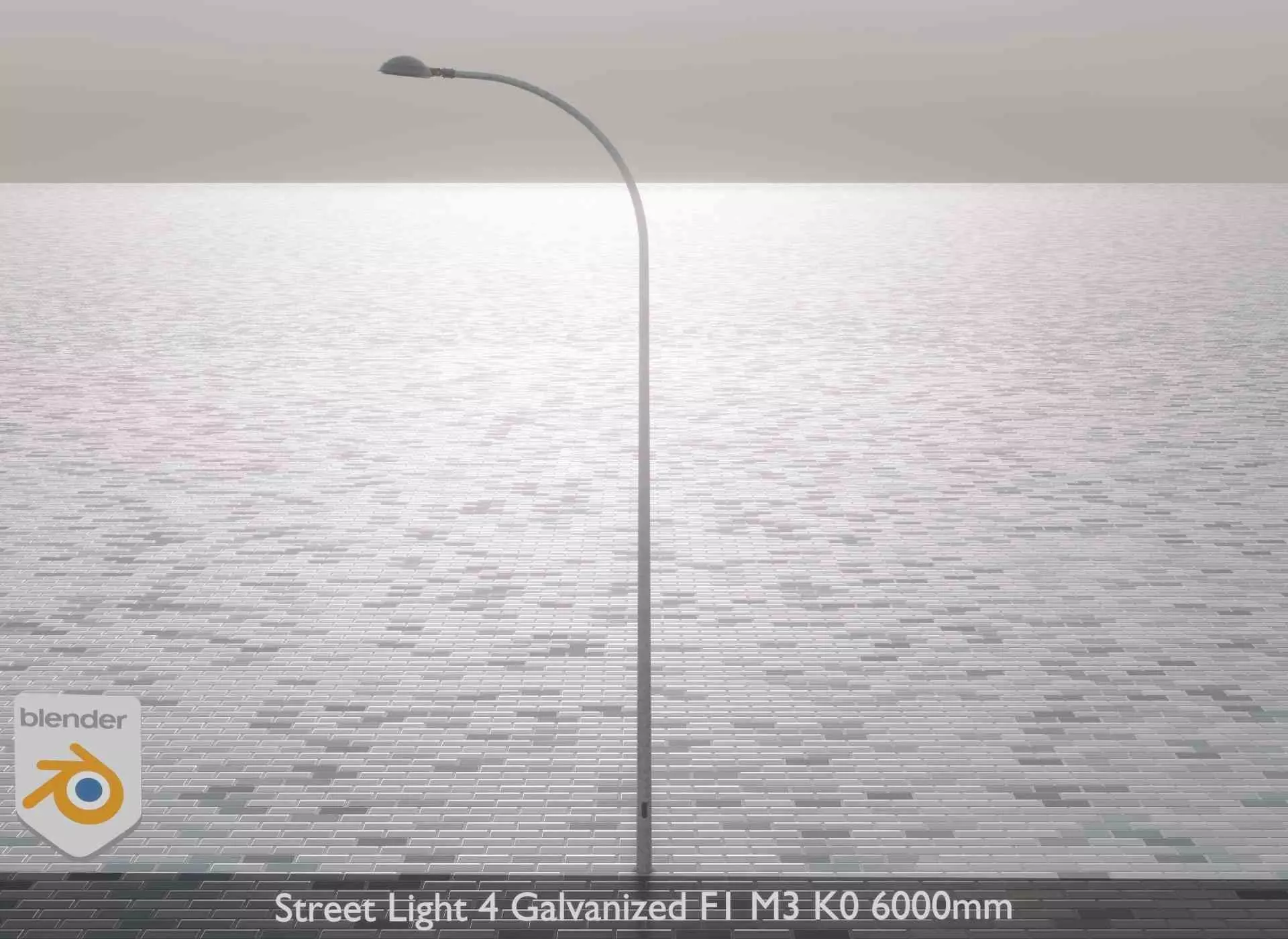 Street Light 4 Galvanized F1 M3 K0 6000mm Low-poly 3D model_0