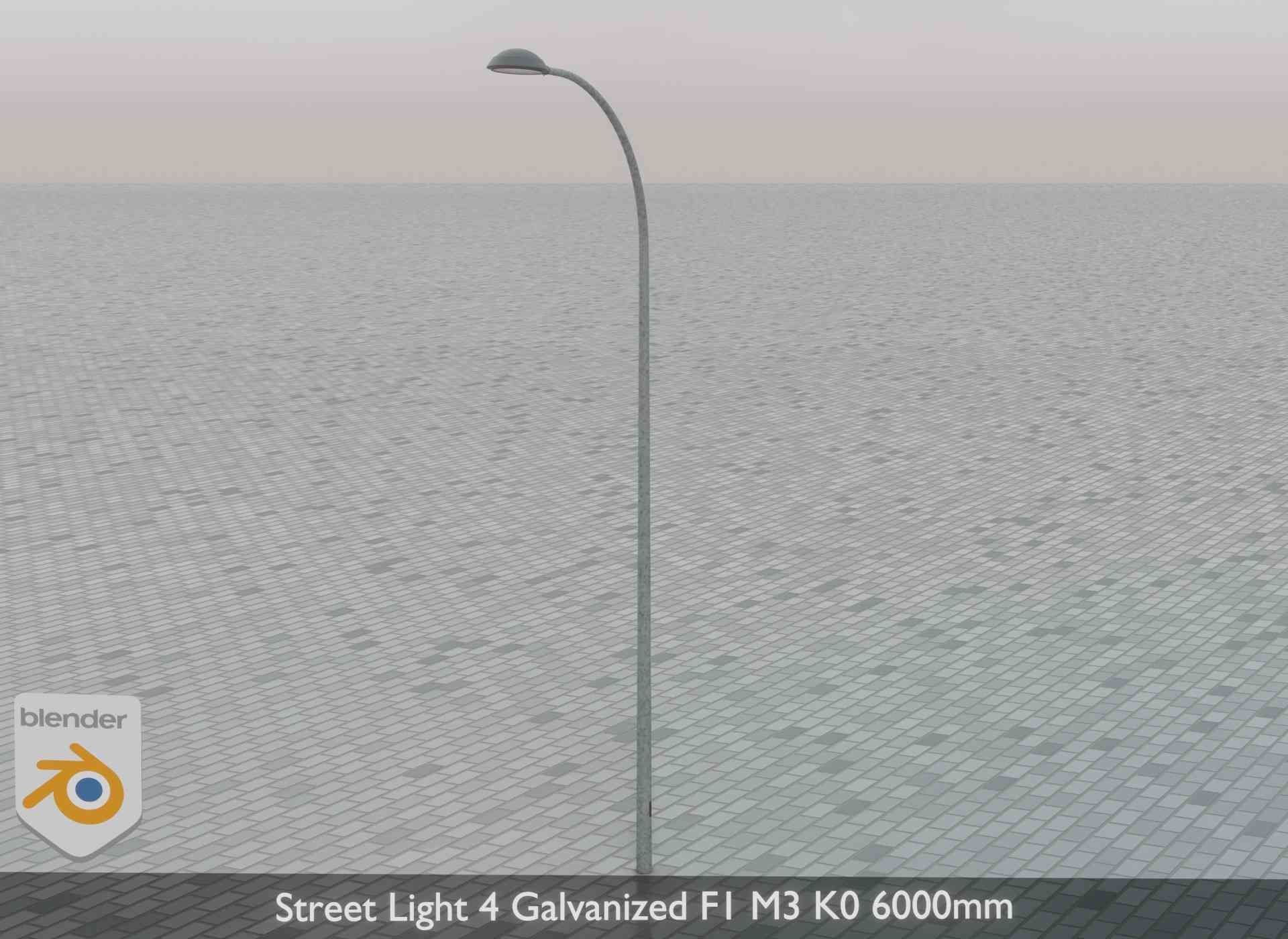 Street Light 4 Galvanized F1 M3 K0 6000mm Low-poly 3D model_73