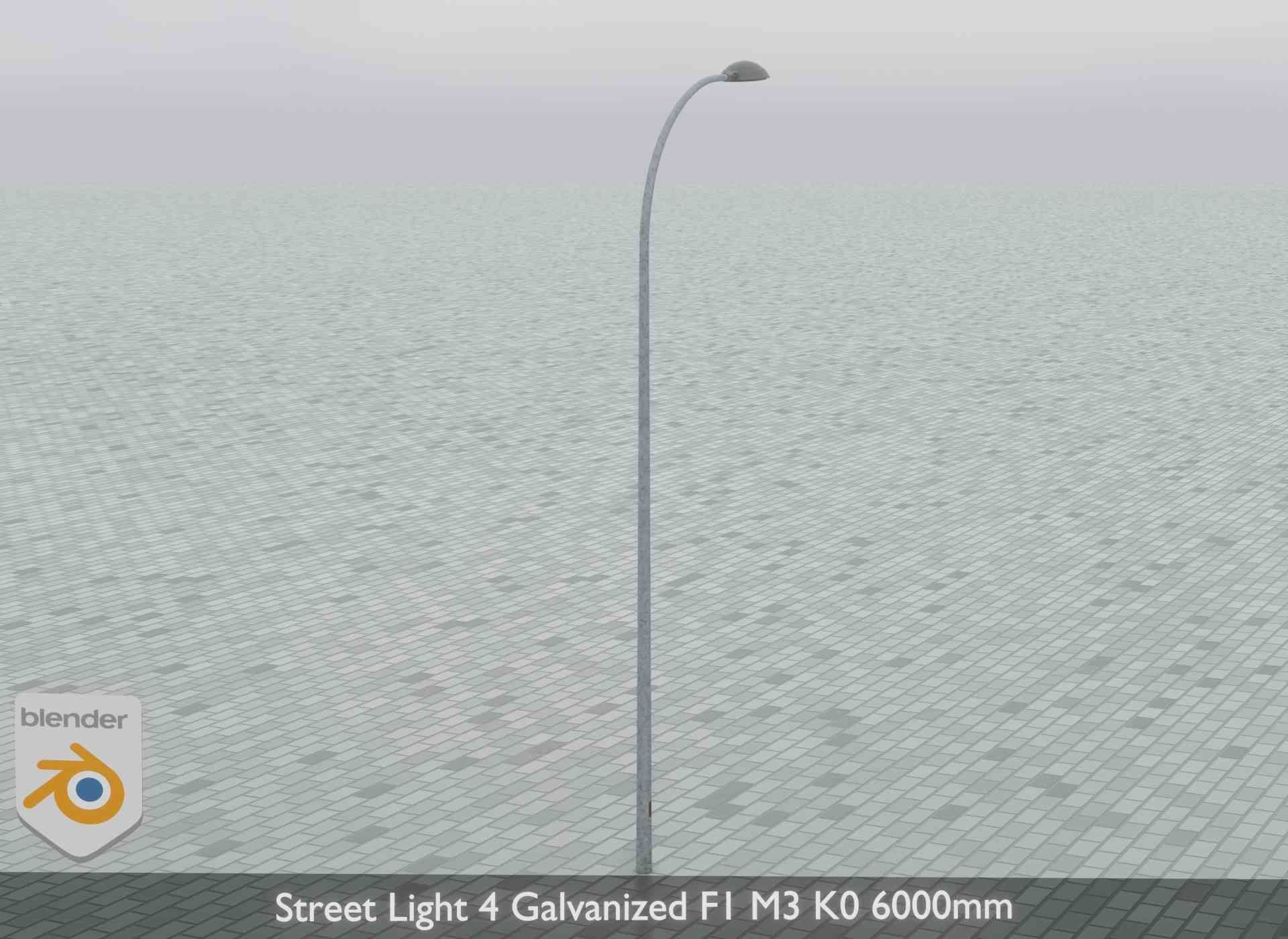 Street Light 4 Galvanized F1 M3 K0 6000mm Low-poly 3D model_13