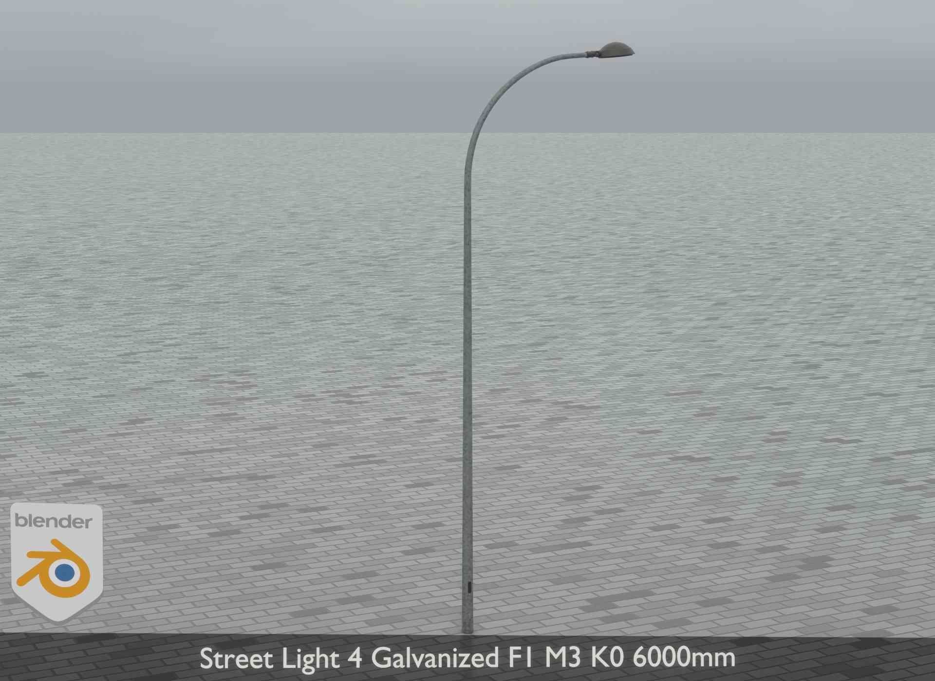Street Light 4 Galvanized F1 M3 K0 6000mm Low-poly 3D model_17