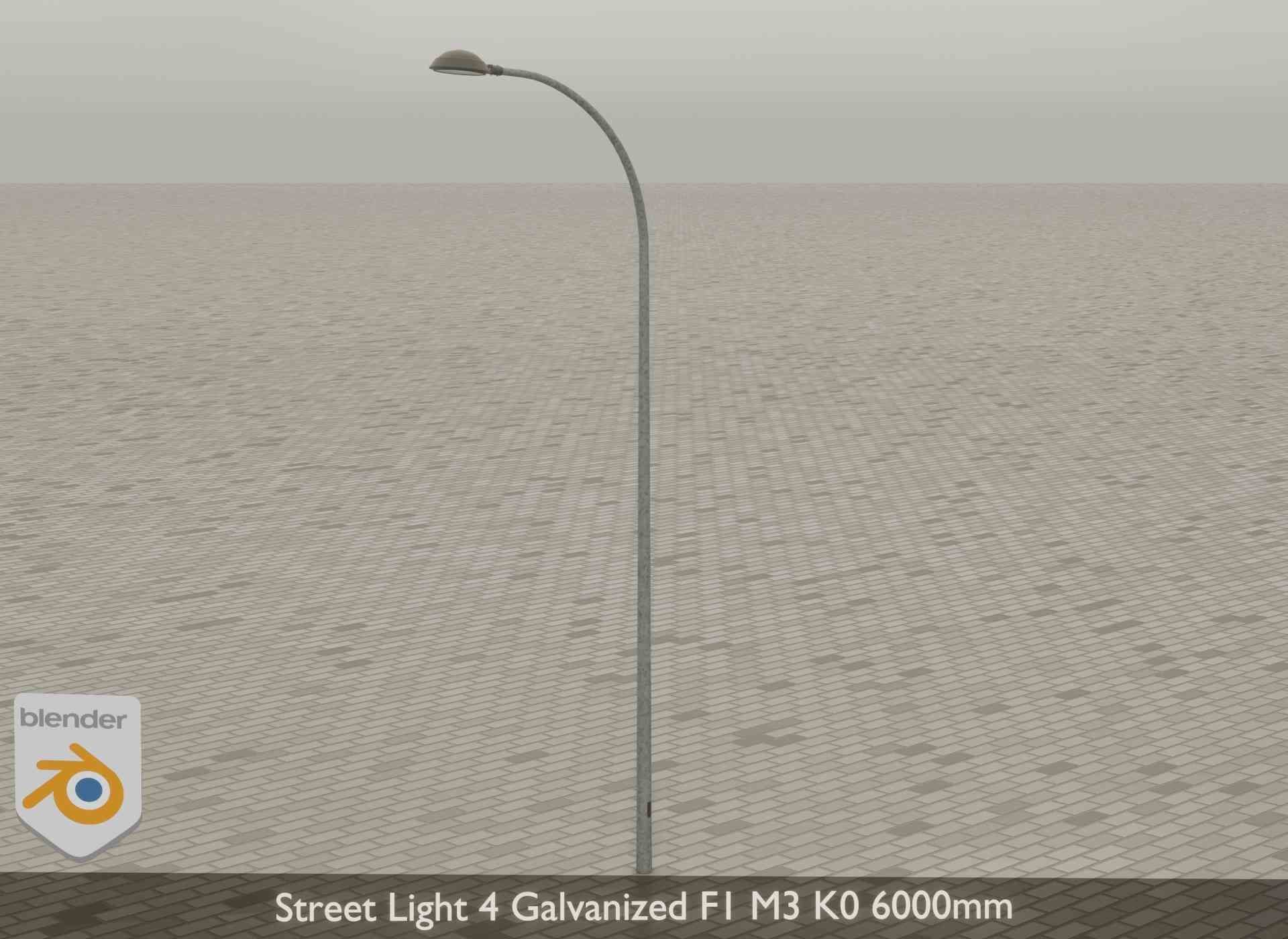 Street Light 4 Galvanized F1 M3 K0 6000mm Low-poly 3D model_35