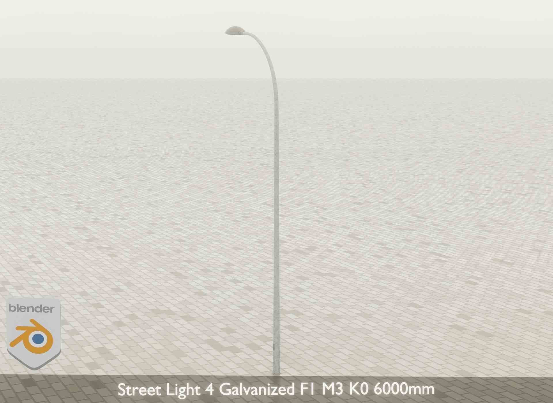 Street Light 4 Galvanized F1 M3 K0 6000mm Low-poly 3D model_47