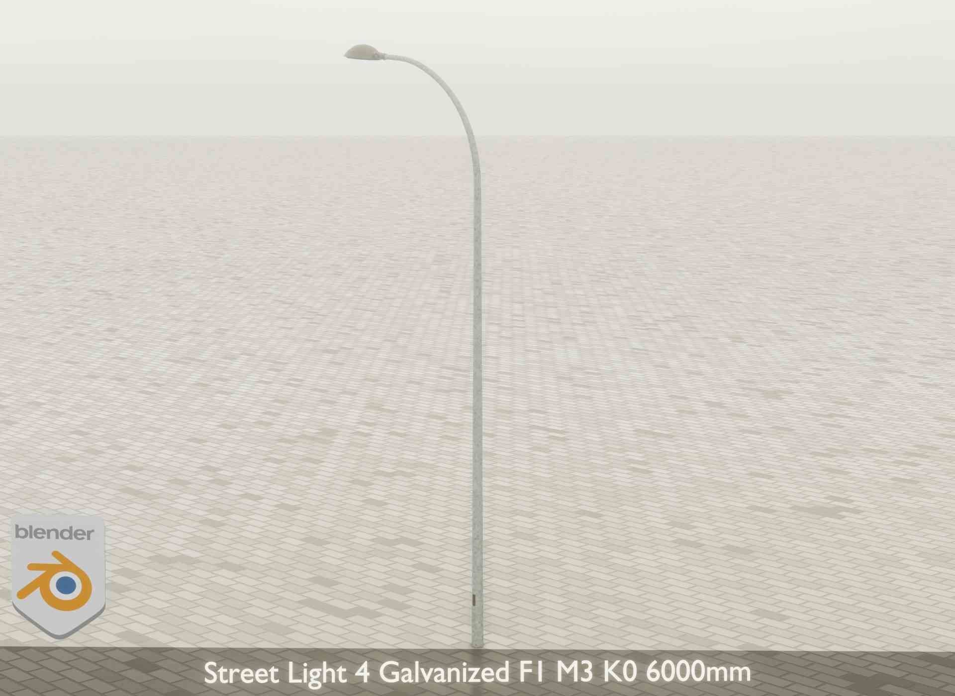 Street Light 4 Galvanized F1 M3 K0 6000mm Low-poly 3D model_45