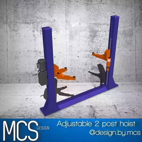 2 POST CAR LIFT WITH ADJUSTABLE ELEMENTS FOR DIORAMA 3D print model
