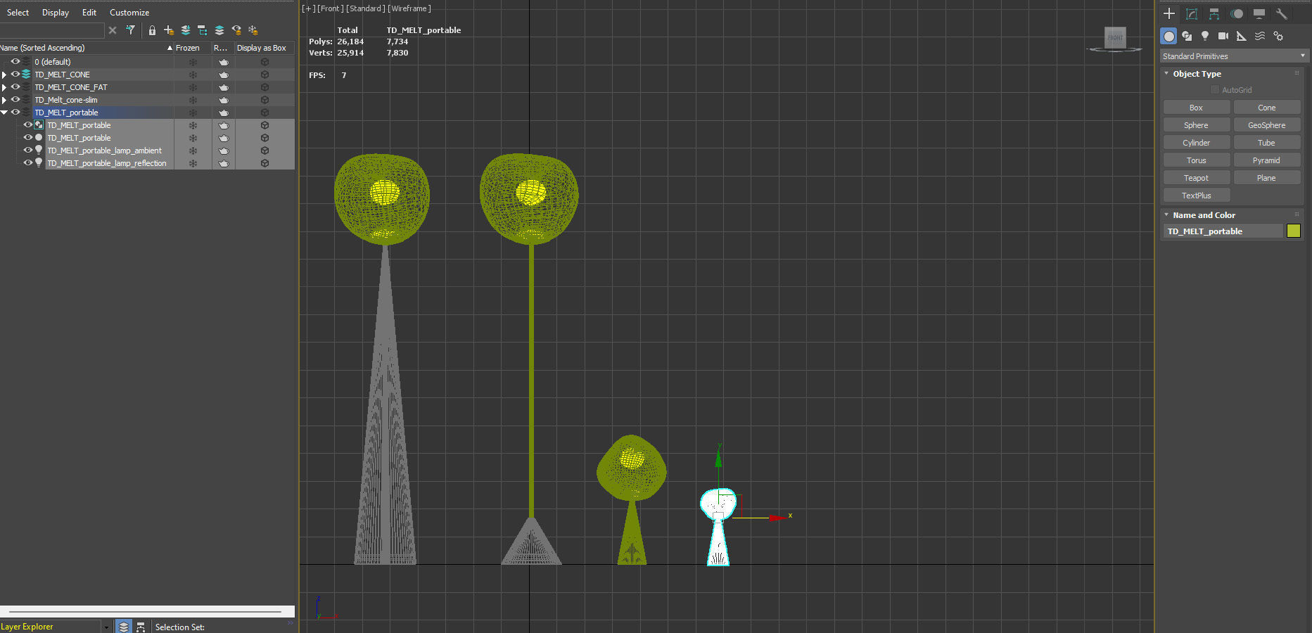 NEW Set  -TOM DIXON MELT - PORTABLE  Cone floor Slim  Fat table 3D model_17