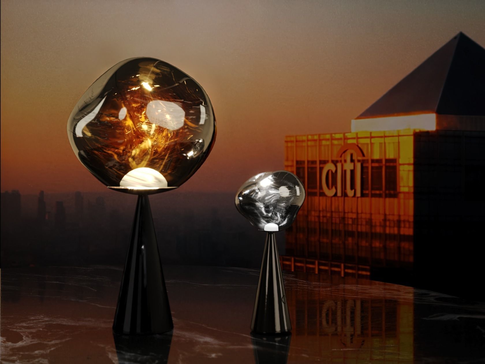 NEW Set  -TOM DIXON MELT - PORTABLE  Cone floor Slim  Fat table 3D model_13