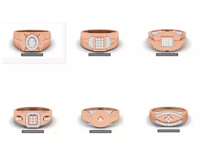 6 Gents Groom Diamond Ring 3dm renders details 