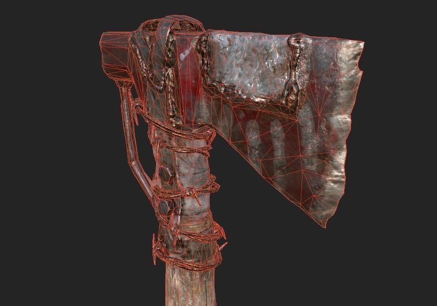 Axe PBR 4K Weapon GameReady Low-poly 3D model_5