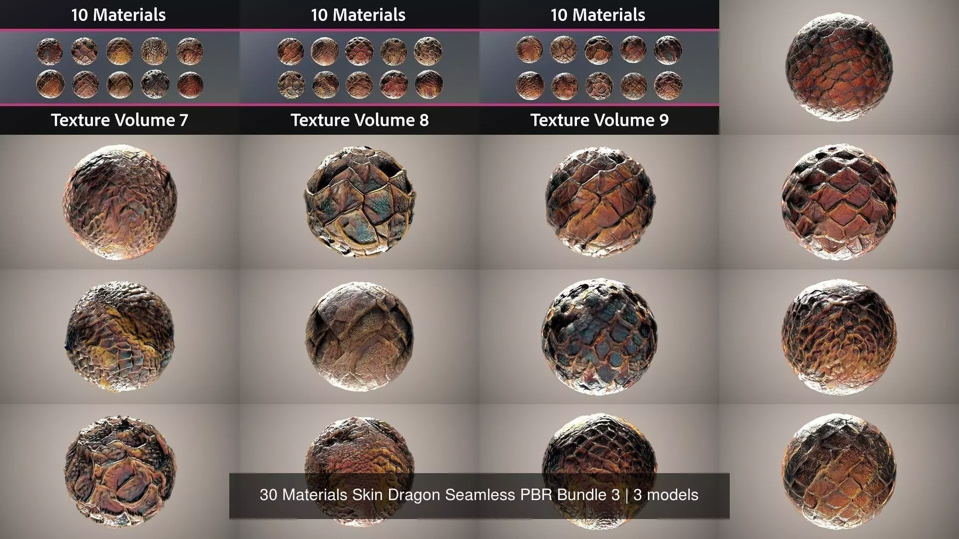 30 Materials Skin Dragon Seamless PBR Bundle 3 Texture_0