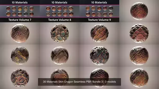 30 Materials Skin Dragon Seamless PBR Bundle 3 Texture 30 Materials Skin Dragon Seamless PBR Bundle 3 Texture