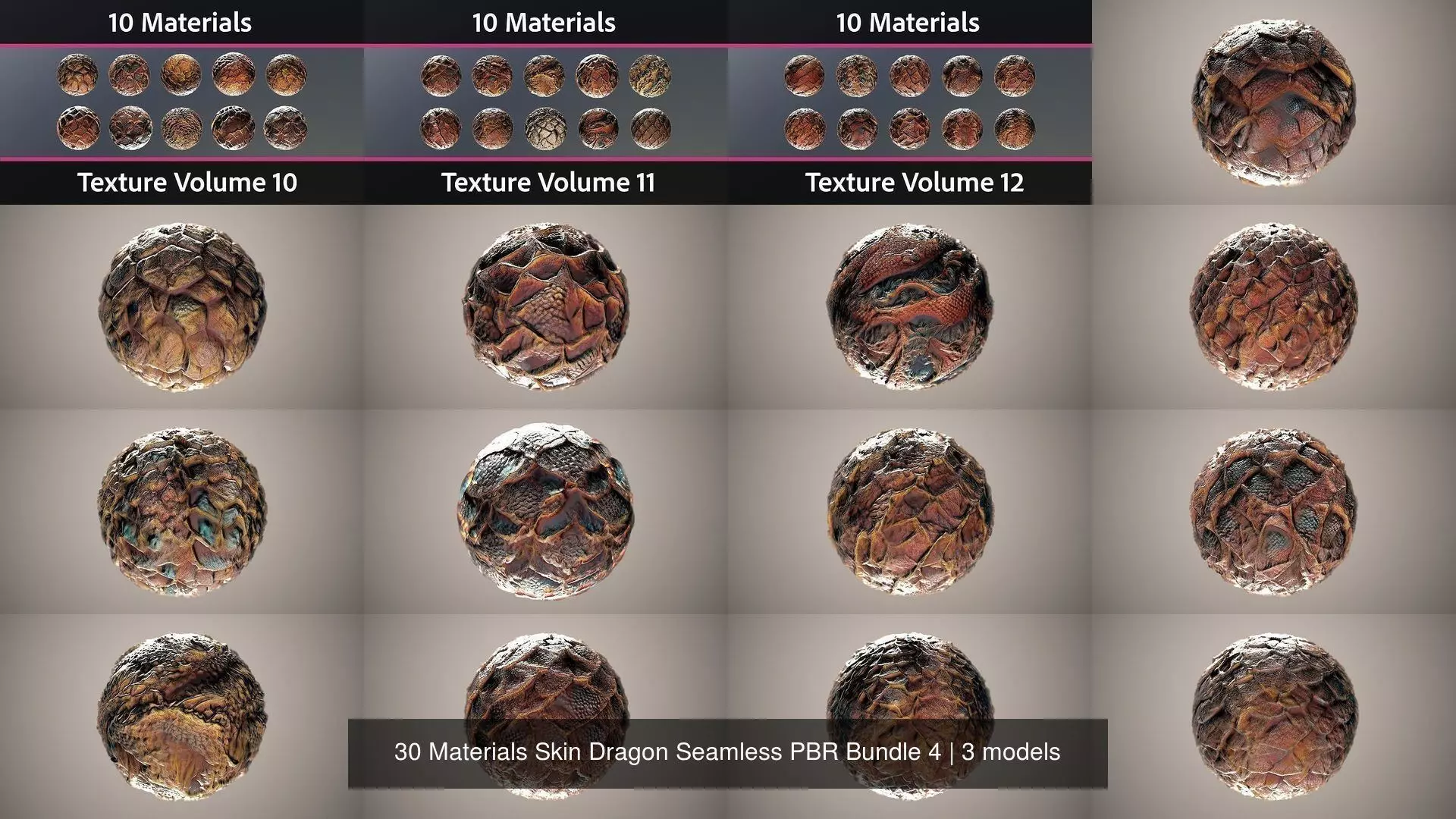 30 Materials Skin Dragon Seamless PBR Bundle 4 Texture_0