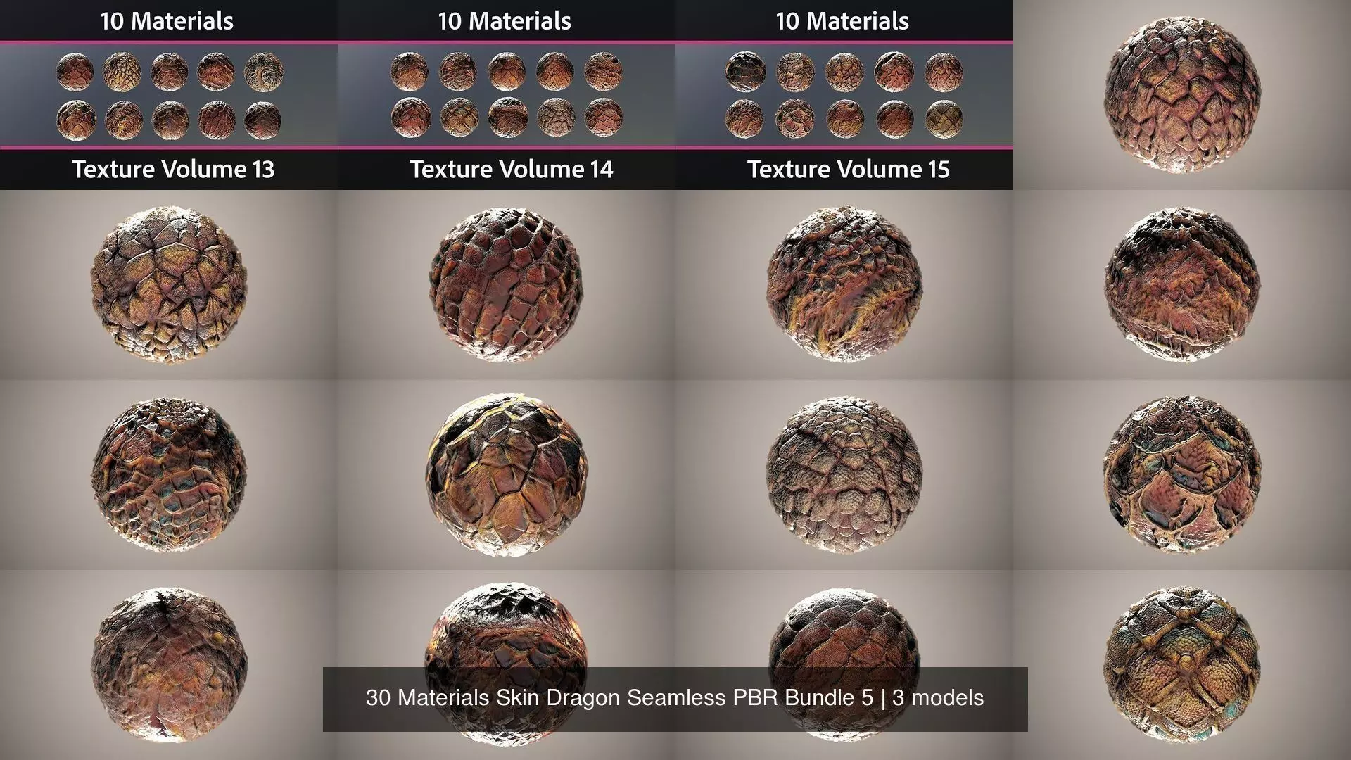 30 Materials Skin Dragon Seamless PBR Bundle 5 Texture_0