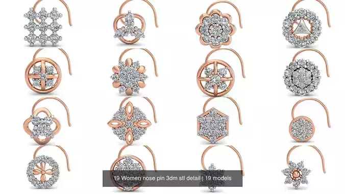 19 Women nose pin 3dm stl detail 3D Model Collection